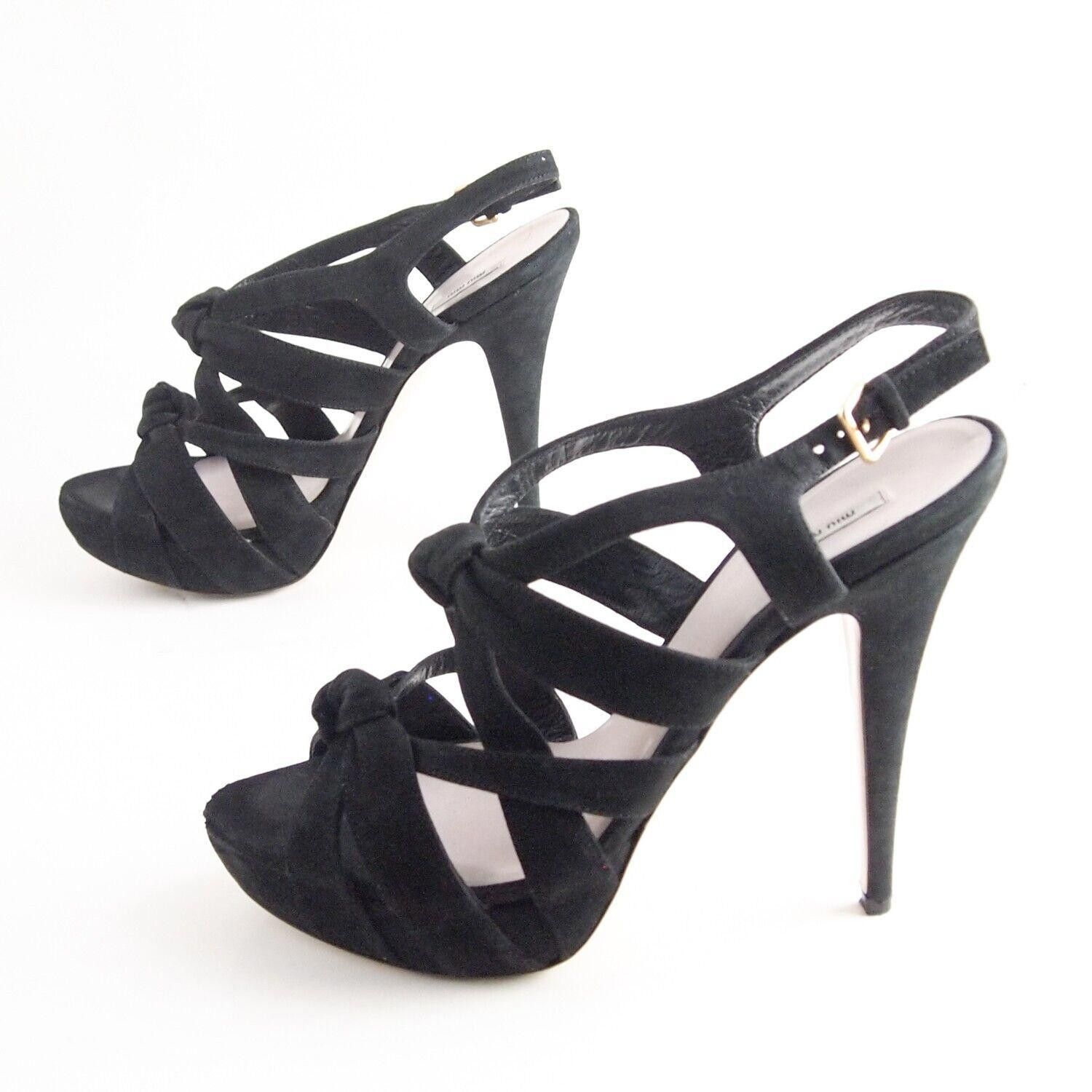 Miu Miu Miu Miu Cage Sandal High Heel Black Suede US 9.5 EU 39.5 Size US 9.5 / IT 39.5 - 2 Thumbnail