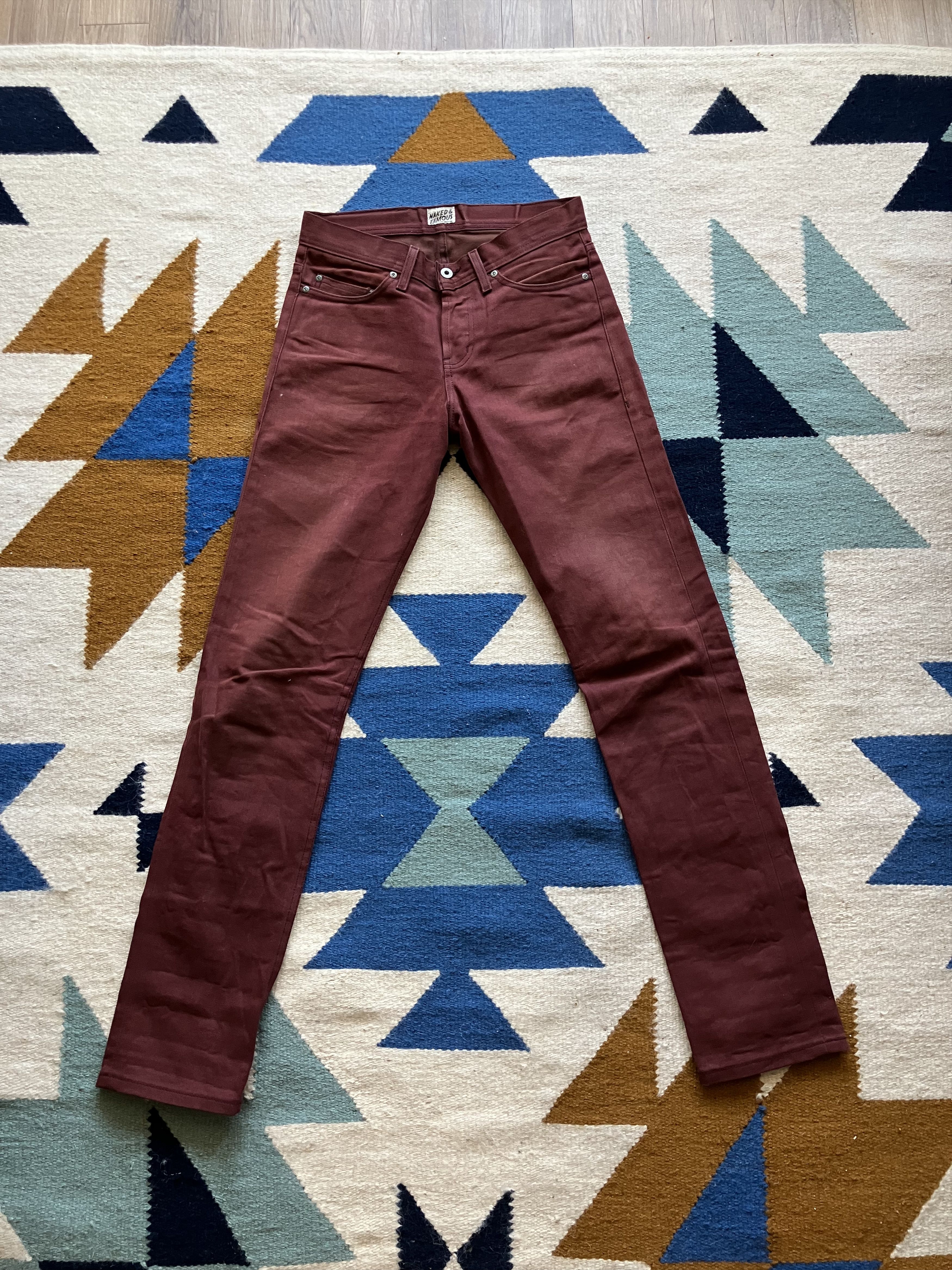 Naked & Famous Naked and Famous Weird Guy - Pomegranate x Brown Selvedge Size US 30 / EU 46 - 1 Thumbnail