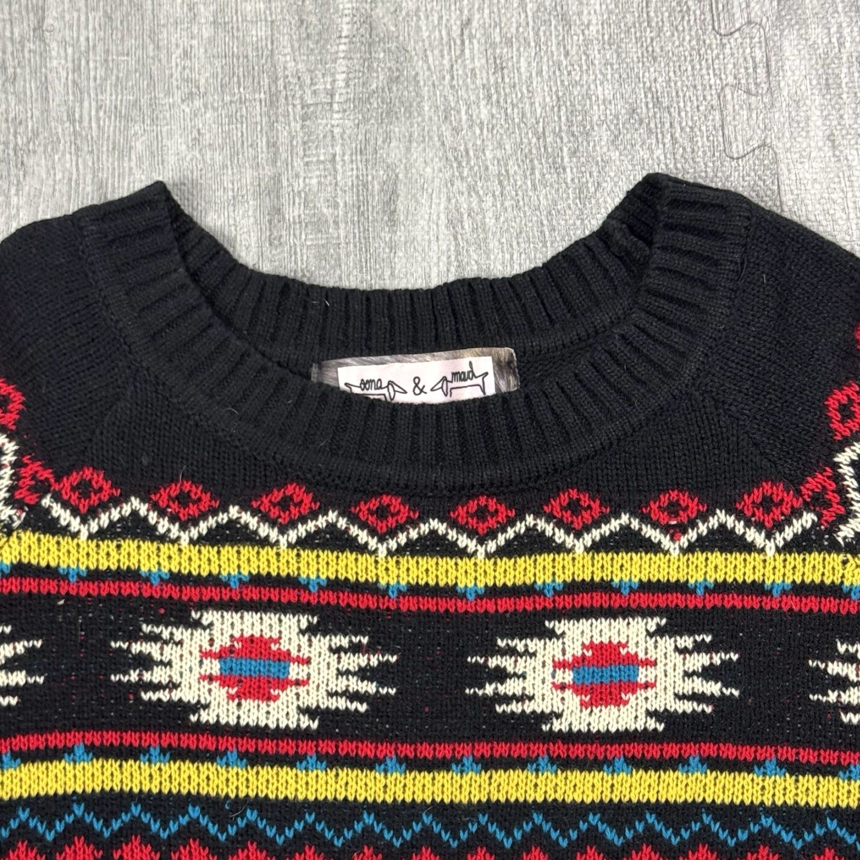 Anthropologie ANTHROPOLOGIE Southwestern Aztec Knit Sweater Pullover Women’s L Black Long Sleeve Boho Size L / US 10 / IT 46 - 2 Thumbnail