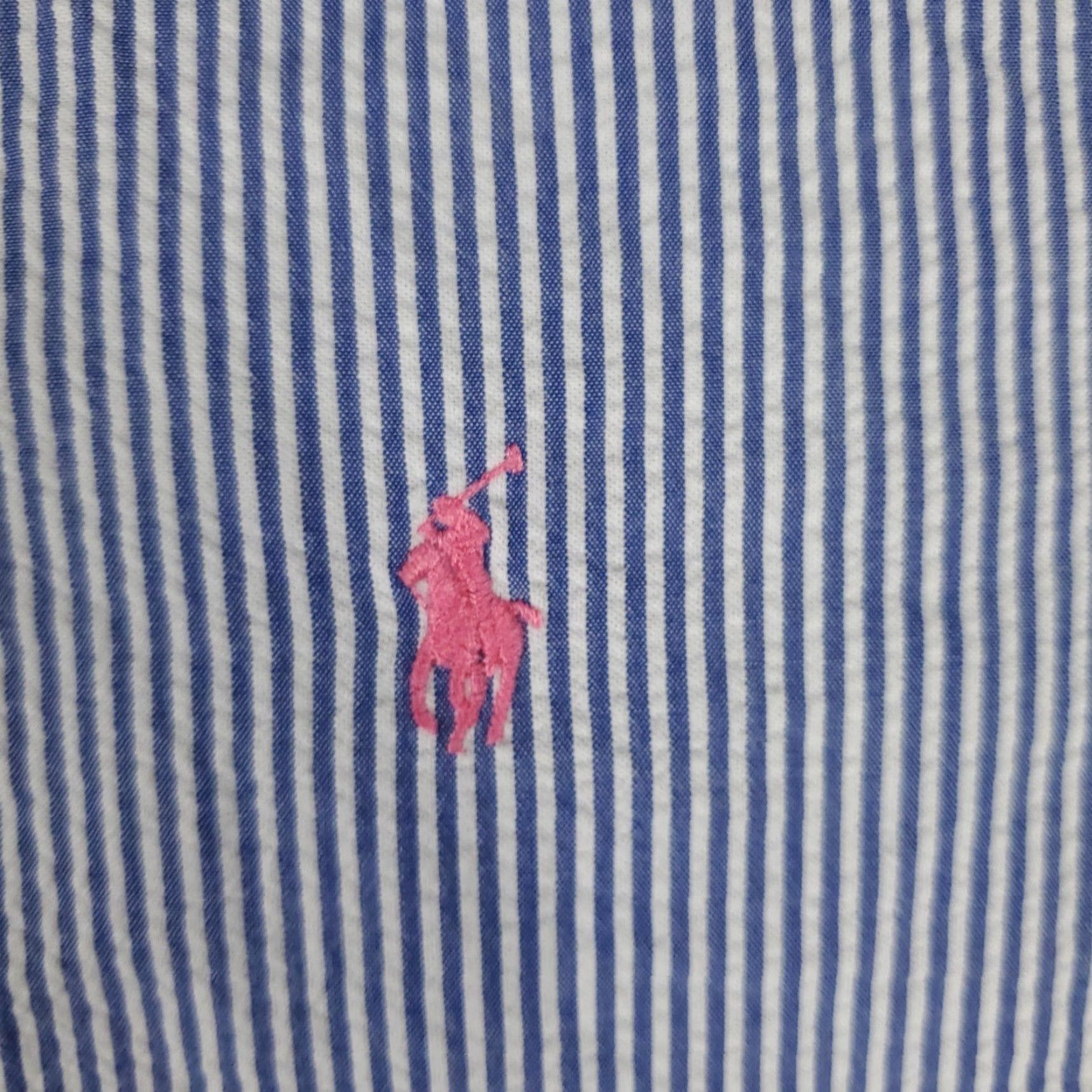 Ralph Lauren Ralph Lauren Men’s Short Sleeve Cotton Button-Up Shirt XL Blue White Striped Seersucker Classic Preppy Size US XL / EU 56 / 4 - 2 Thumbnail