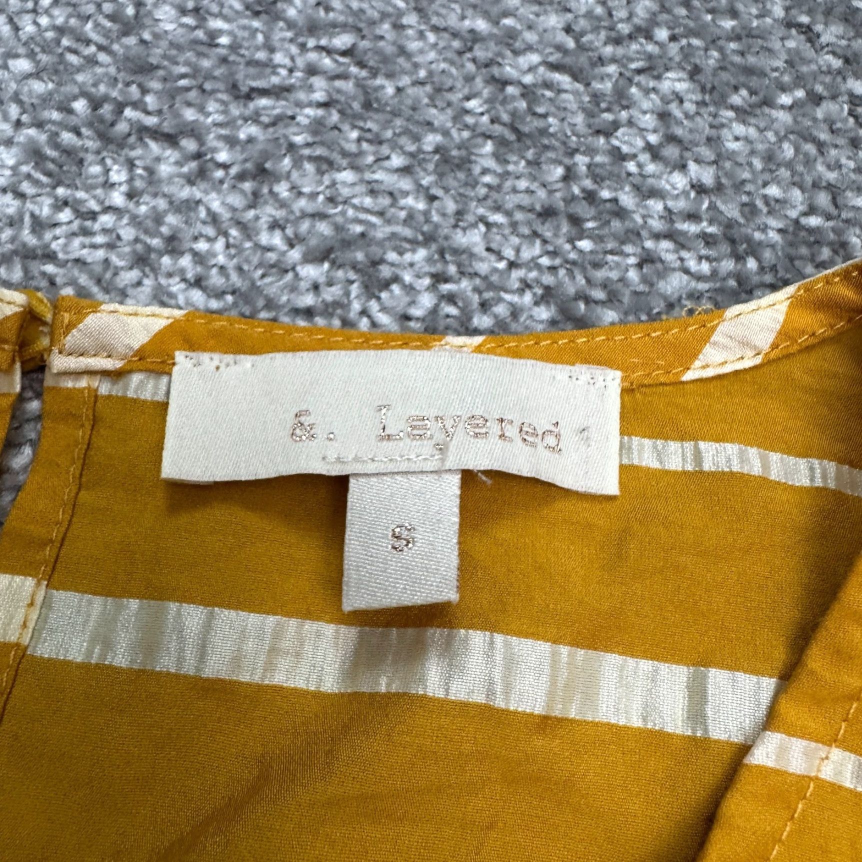 Vintage &. Layered Tie Waist Midi Dress Womens Small Yellow White Striped Short Sleeve Dress Size 28" / US 6 / IT 42 - 5 Thumbnail