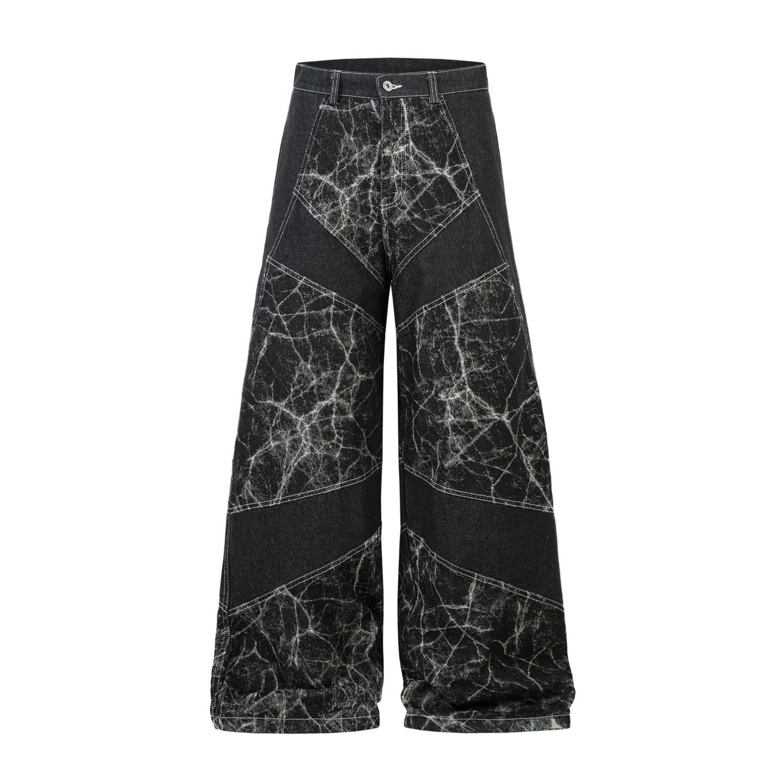Japanese Brand Black Marble Crack Pattern Wide-Leg Jeans Size US 30 / EU 46 - 1 Thumbnail