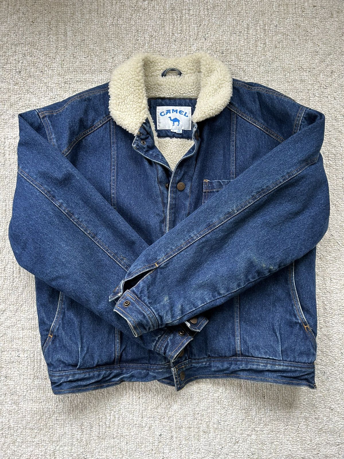 Camel vintage camel blue denim sherpa lined jacket Size US L / EU 52-54 / 3 - 1 Thumbnail
