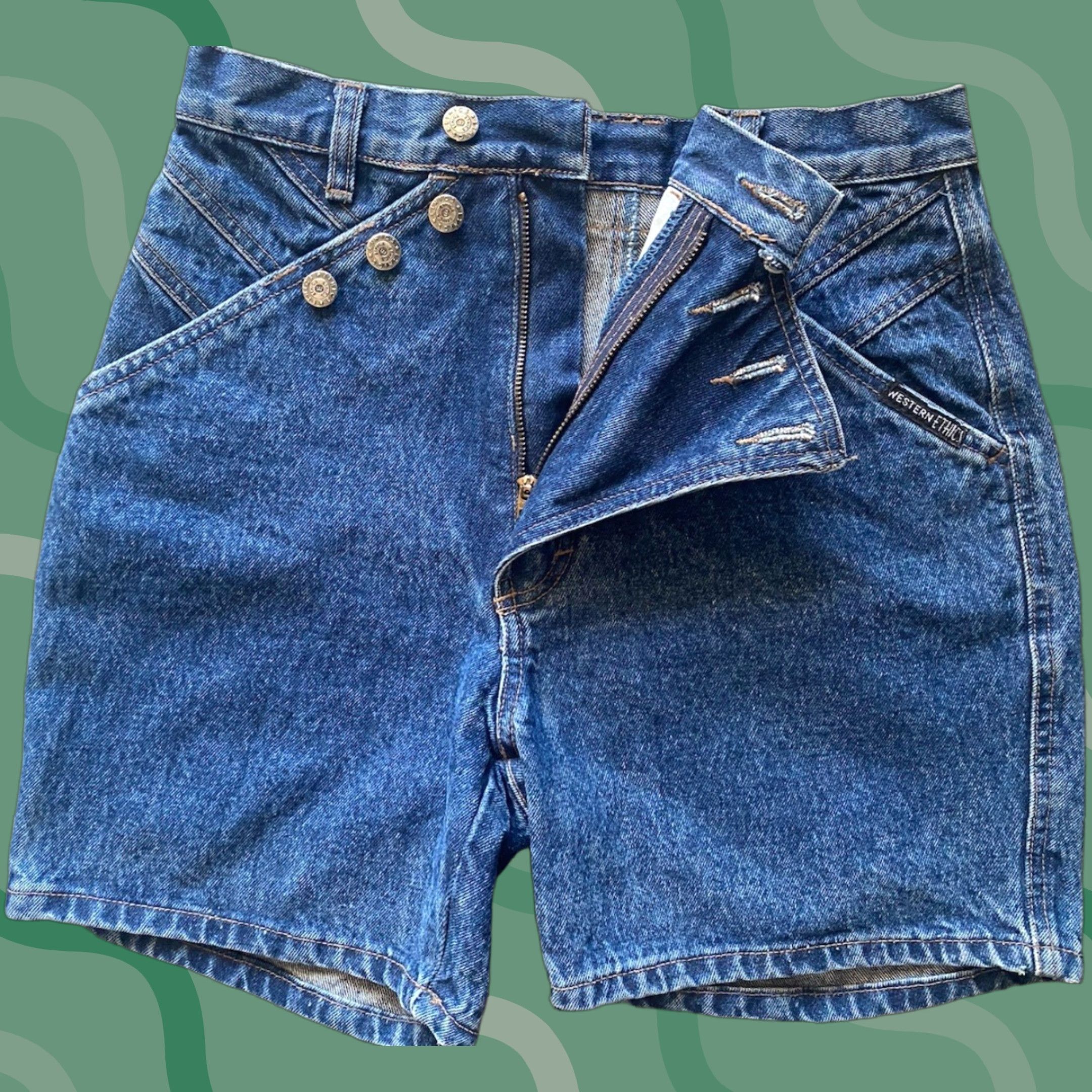 Denime Vintage Western Ethics Shorts Women’s Blue Denim Size 7/8 Made In Hong Kong Size 28" / US 6 / IT 42 - 1 Thumbnail