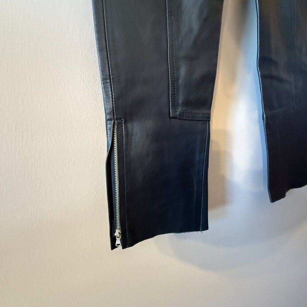 Donald Pliner Donald J Pliner Black Real Leather High Rise Ankle Zip Pant Size 27" / US 4 / IT 40 - 6 Thumbnail