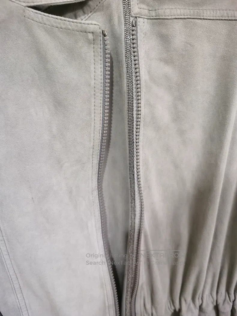 Brunello Cucinelli Brunello Cucinelli Suede Jacket with Small Stand Collar, G Size S / US 4 / IT 40 - 3 Thumbnail