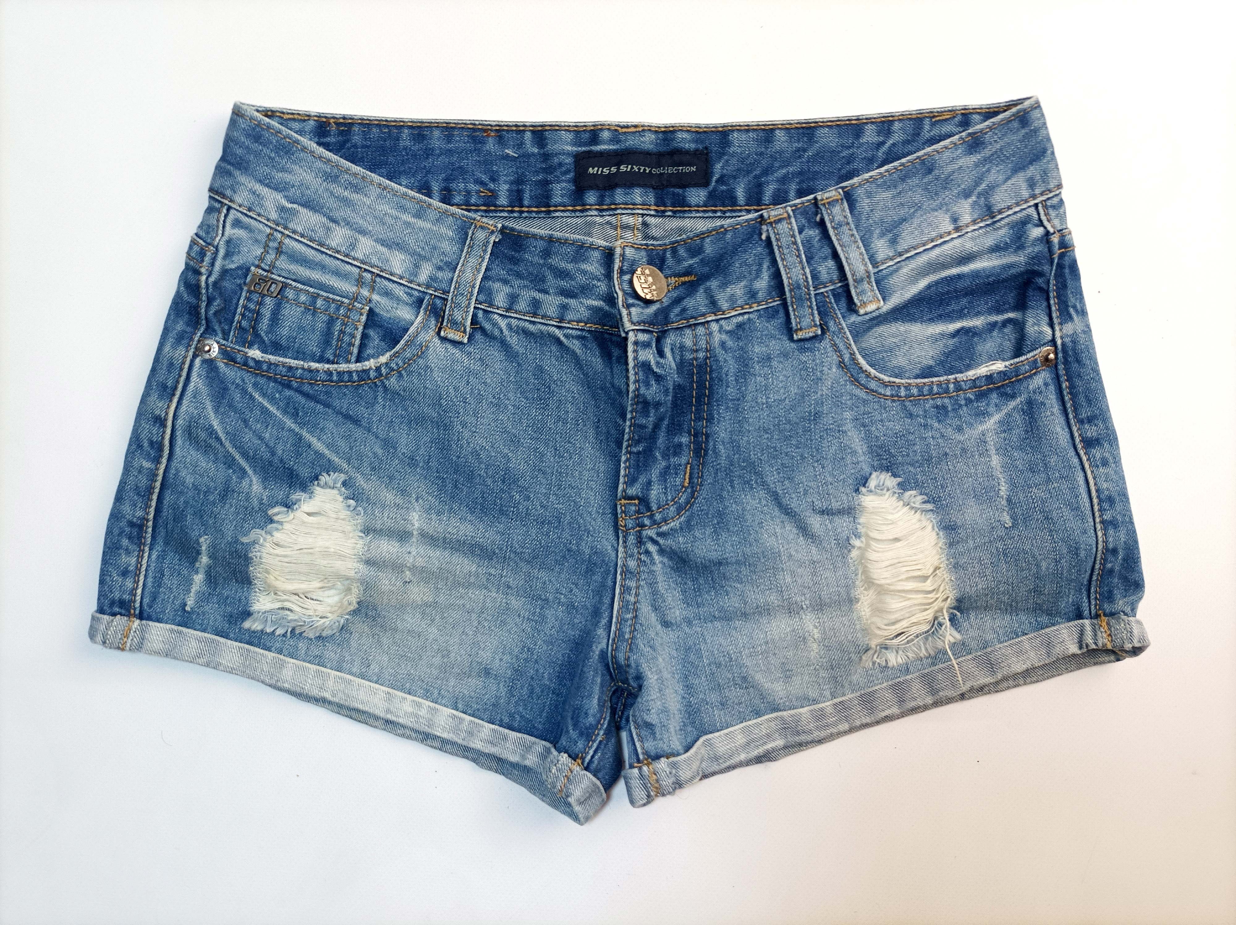 Miss Sixty MISS SIXTY Distressed Ripped Cuffed Denim Shorts W30 Cotton Size 30" / US 8 / IT 44 - 1 Thumbnail