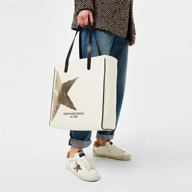 Golden Goose o1g2r1mq1024 Size: OS / Tote Bag in White & Gold Size ONE SIZE - 5 Thumbnail