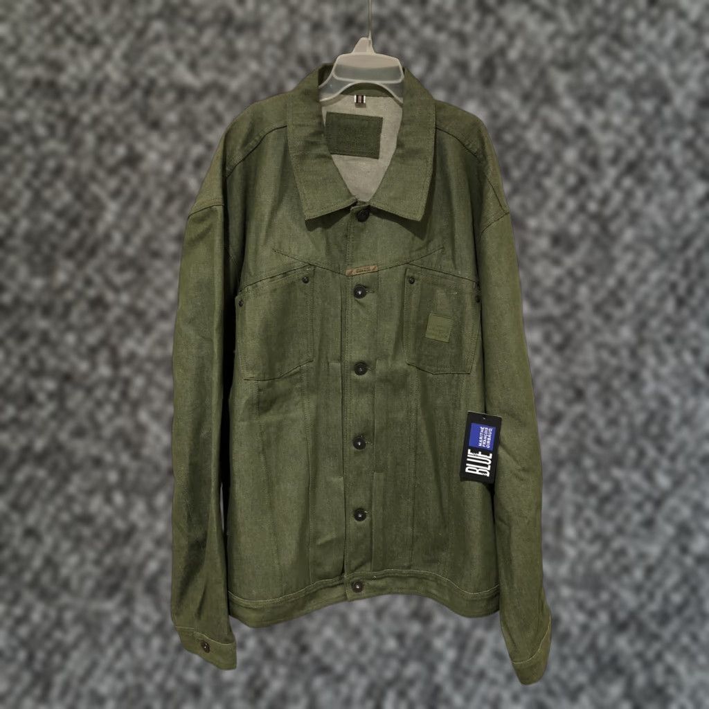 VINTAGE Marithe Francois Girbaud X Front Cypress Denim Jean Jacket 3XL NWT Men Wide 90s Biker Hip Hop Motorcycle Green Denim Jacket Georgia?
