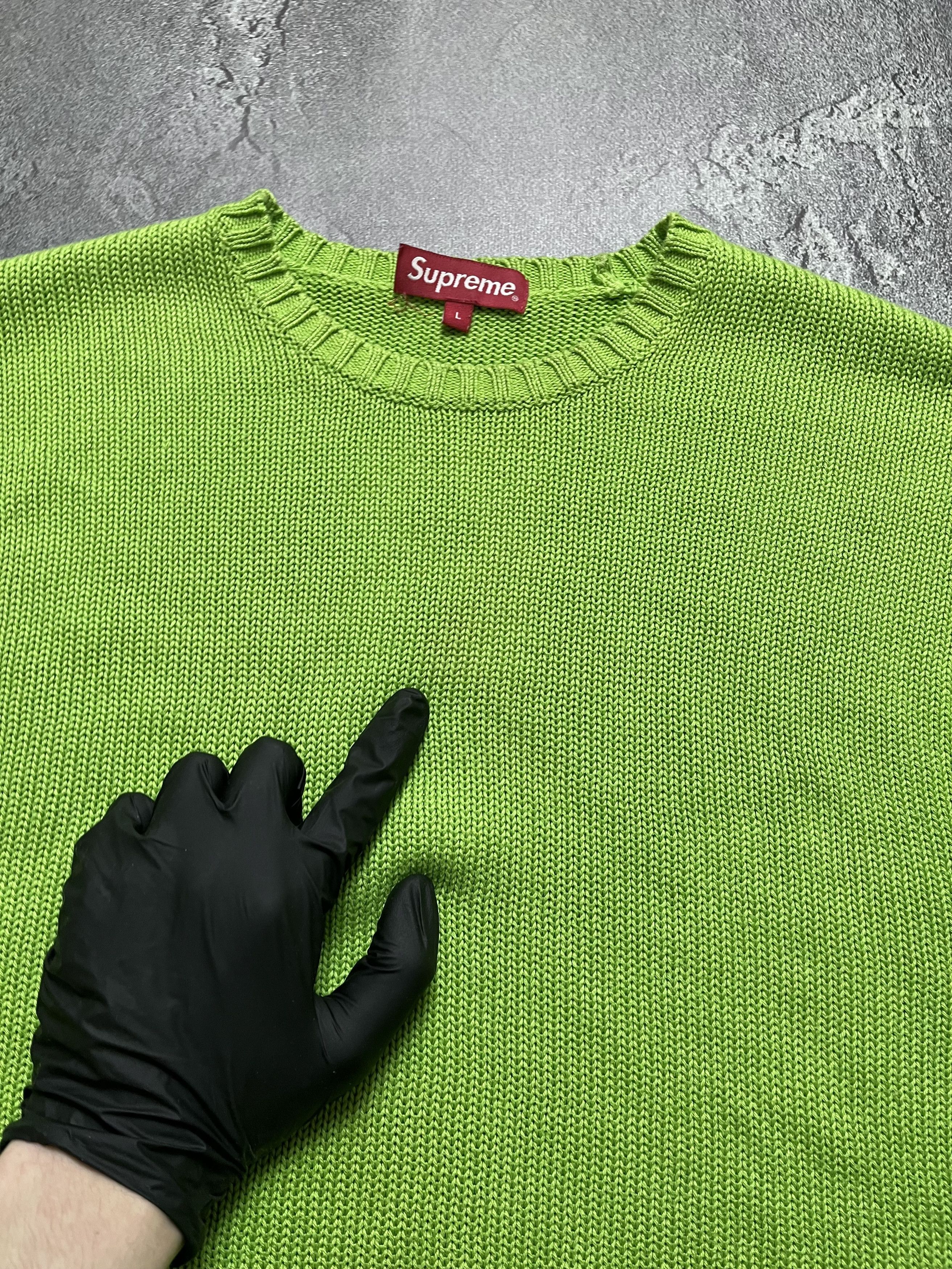 Supreme Supreme Back Logo Neon Green Crewneck Sweater Pullover L Size US L / EU 52-54 / 3 - 7 Thumbnail
