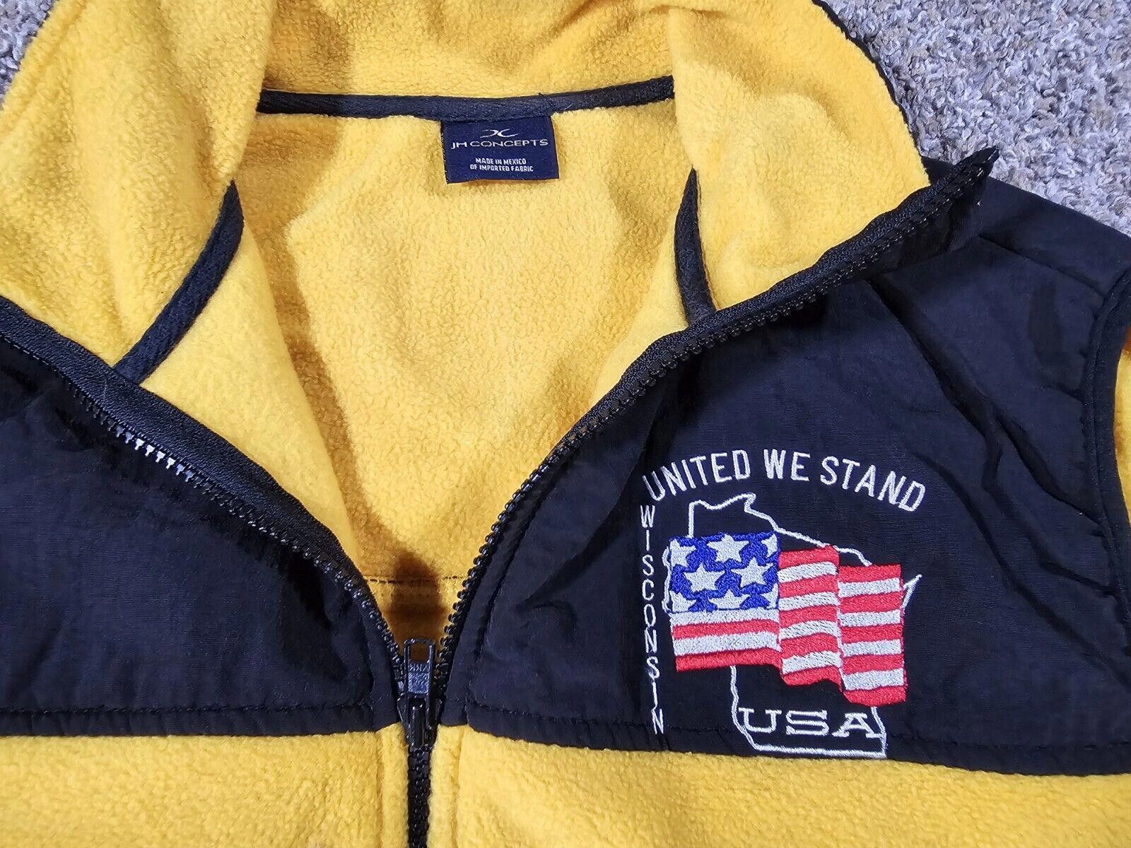 Designer United We Stand Wisconsin USA yellow Fullzip vest LARGE Size US L / EU 52-54 / 3 - 2 Thumbnail