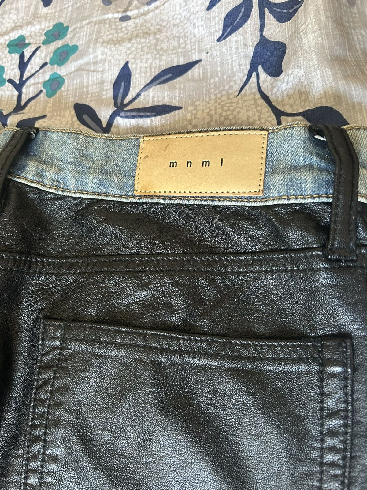 MNML MNML Jeans Mens 33 Denim & Faux Leather 2 Sided Skinny Pants Size US 33 - 4 Thumbnail