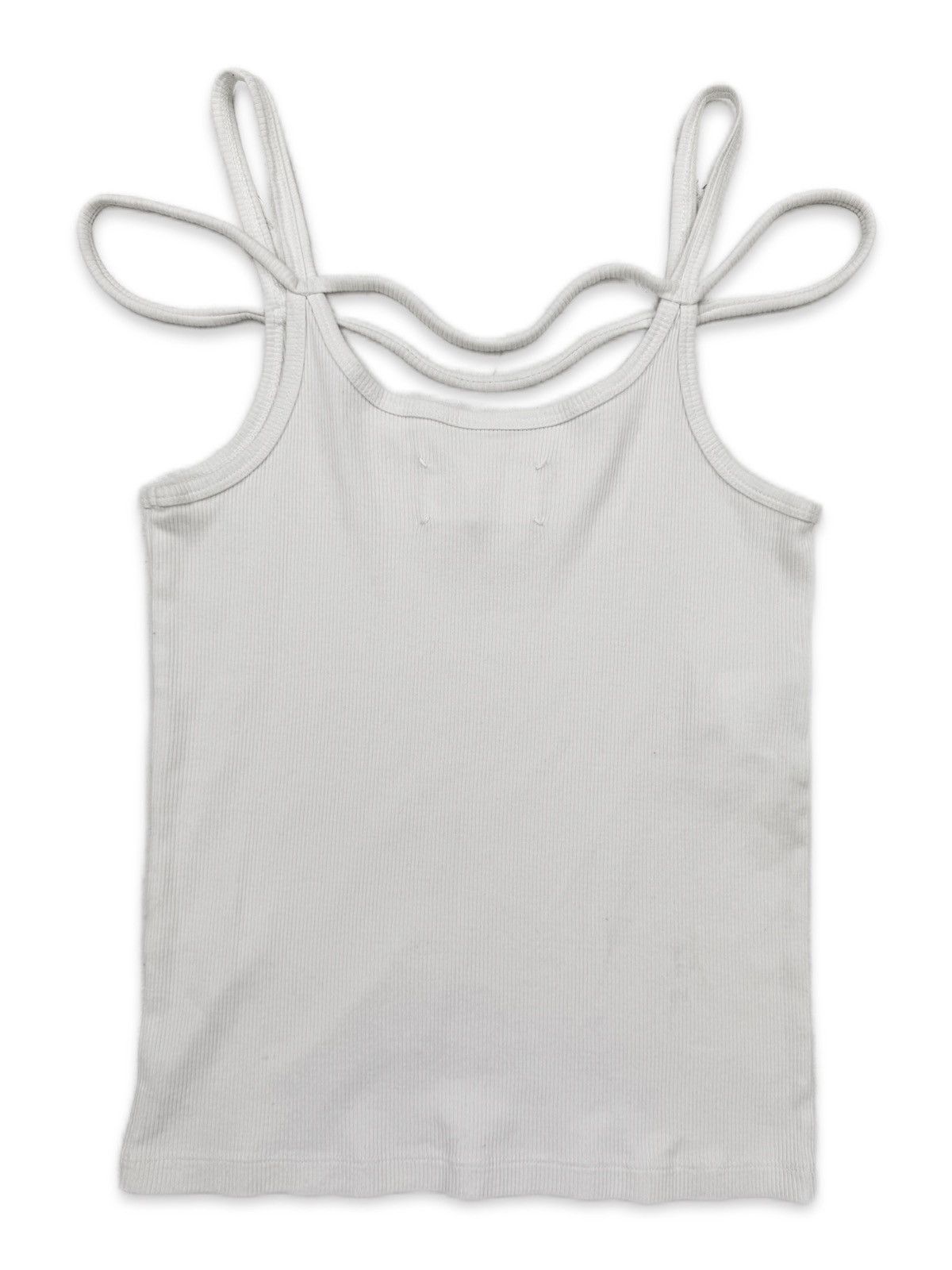 Maison Margiela AW02 Maison Margiela Quad-String White Ribbed Tank Top Size M / US 6-8 / IT 42-44 - 3 Thumbnail