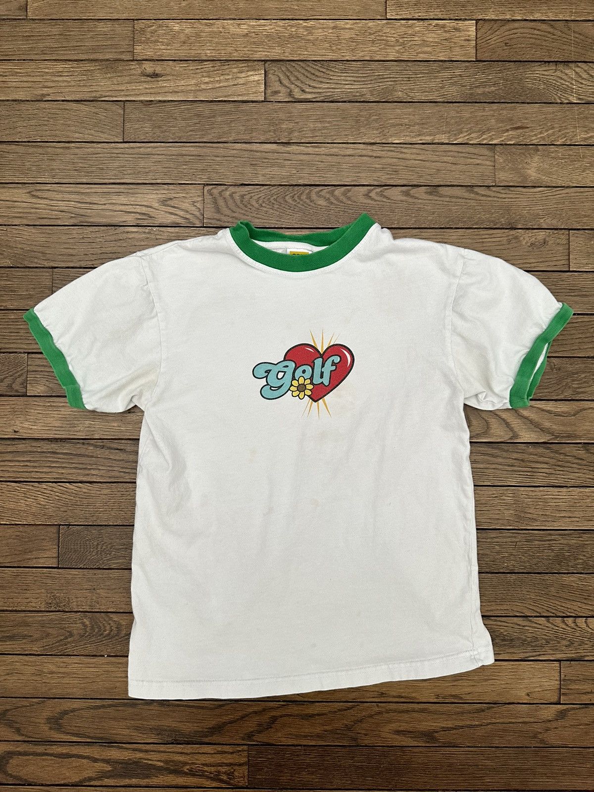 Golf Wang Golf Wang Heart "Romeo" Ringer White + Green Tee Sz. Medium Size US M / EU 48-50 / 2 - 1 Thumbnail