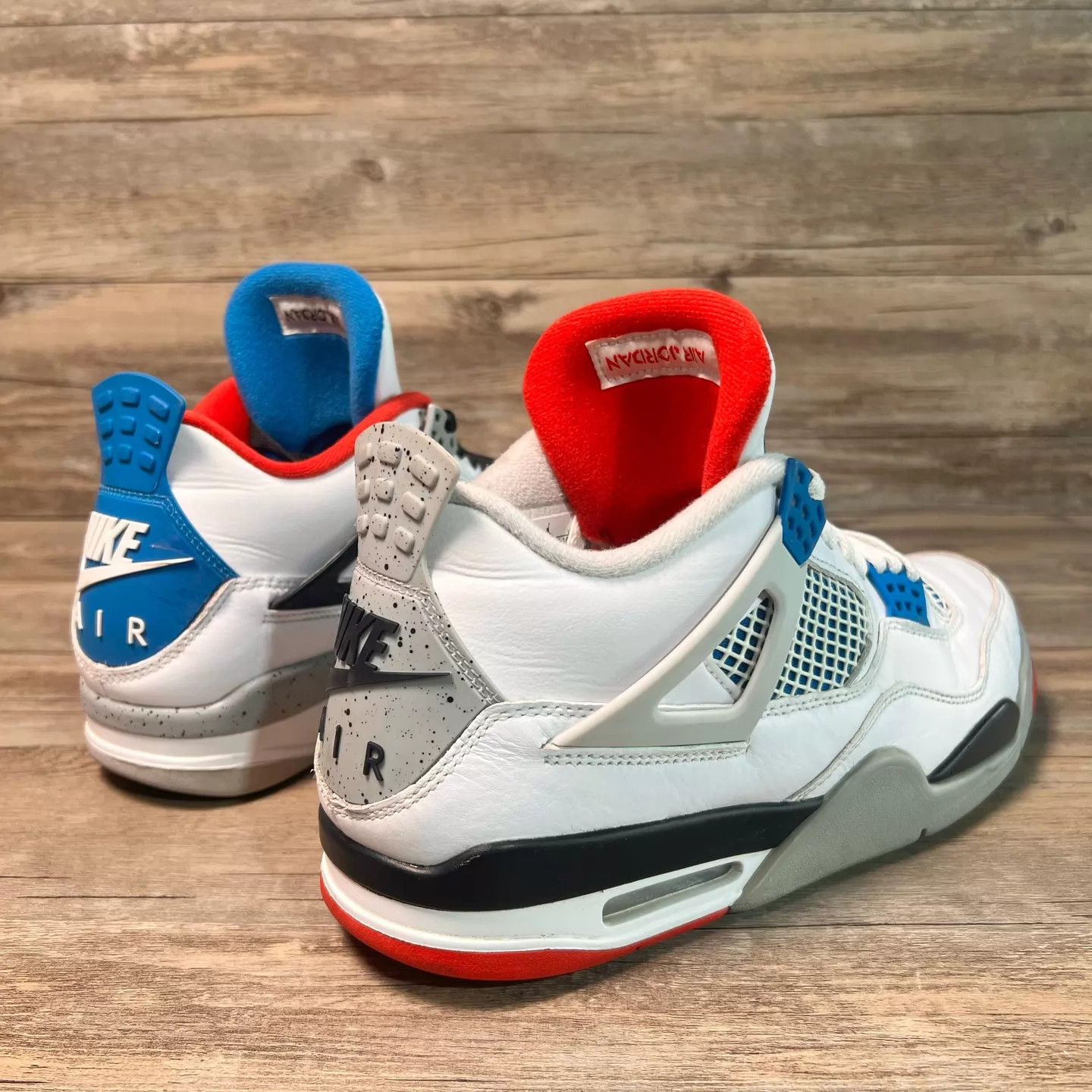 Nike Air Jordan 4 White Red Blue Mismatched 45 95 Size US 12 / EU 45 - 3 Thumbnail