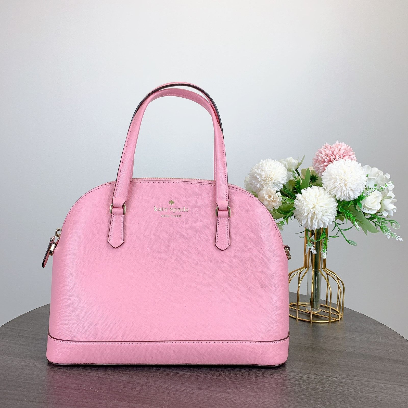 Kate Spade Kate Spade K6177Saffiano Leather Medium Dome Satchel IN Pink Size ONE SIZE - 3 Thumbnail