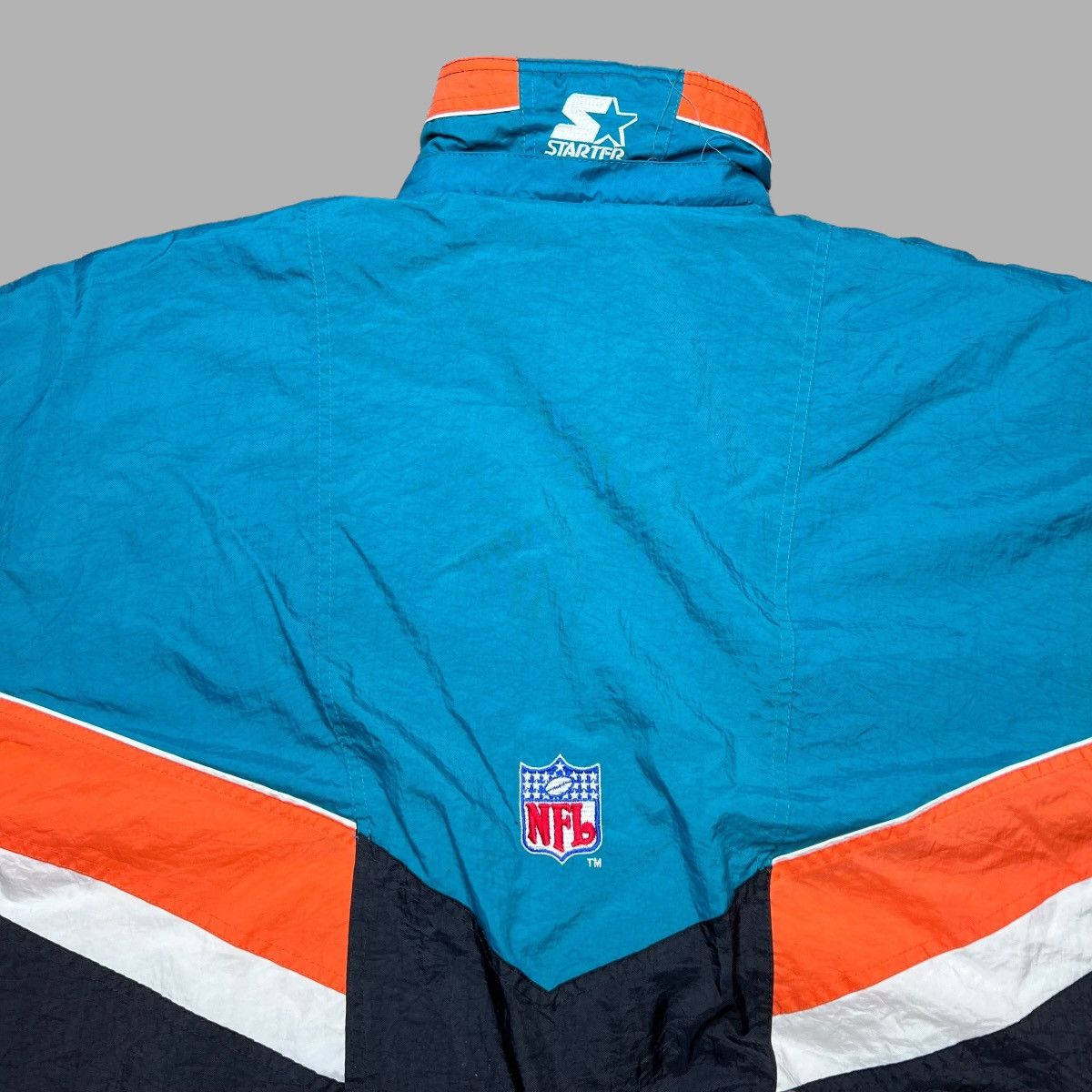 NFL × Starter × Vintage Vtg 1990s NFL Miami Dolphins Zip Up Starter Puffer Jacket Size US XL / EU 56 / 4 - 17 Thumbnail