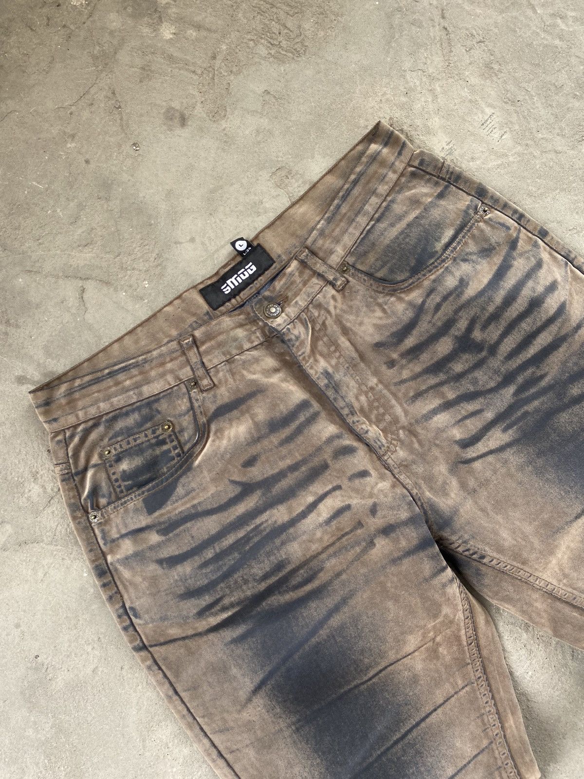 If Six Was Nine × Japanese Brand Vintage Y2K Faded Waxed Jeans Size US 34 / EU 50 - 3 Thumbnail