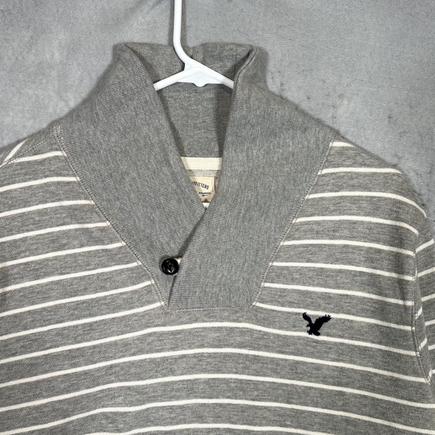 American Eagle Outfitters American Eagle Outfiters Sweatshirt Shawl Collar Striped Adult Medium Gray A1 Size US M / EU 48-50 / 2 - 4 Thumbnail