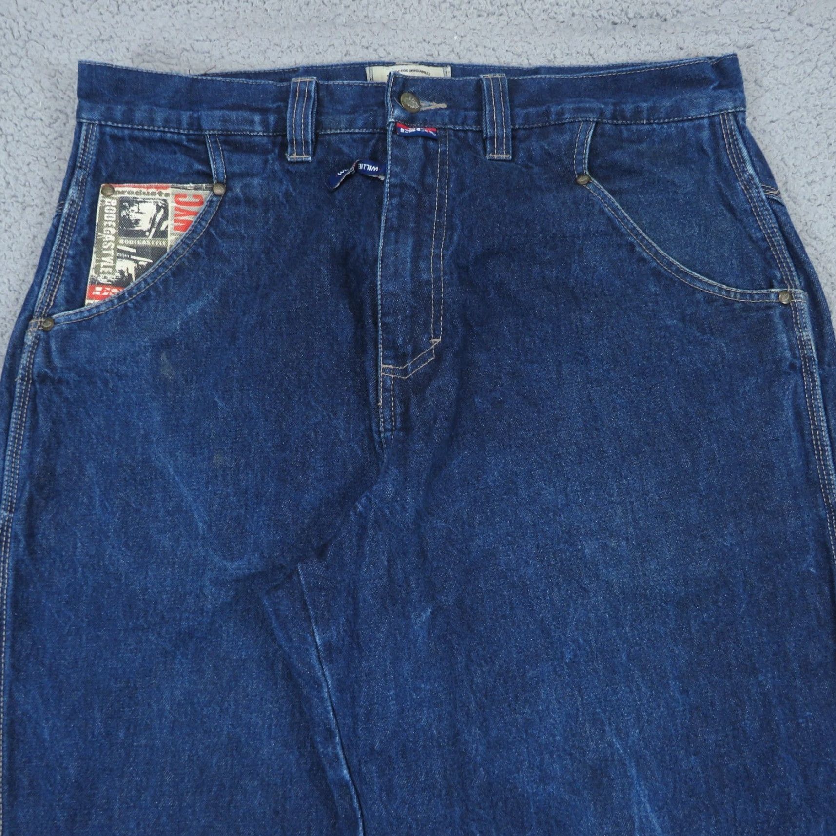 Bodega VTG Willie Esco Jeans Mens 38x34 Baggy Y2K Skater Grunge NYC Bodega Pipes 90s Jeans Mens Baggy 38x34 Blue Denim 5-Pocket Vintage 90s USA Hip Hop style Size US 38 / EU 54 - 7 Thumbnail