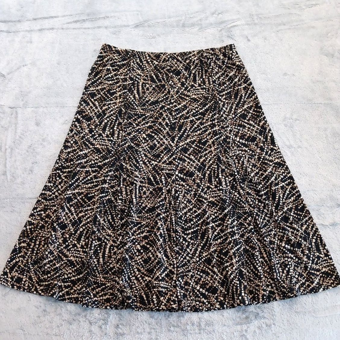 Vintage B.Moss Skirt Midi A-Line Beige Large Elastic Waist Geometric Pattern Women L Regular Pull On Holiday? Size 36" / US 14 / IT 50 - 4 Thumbnail