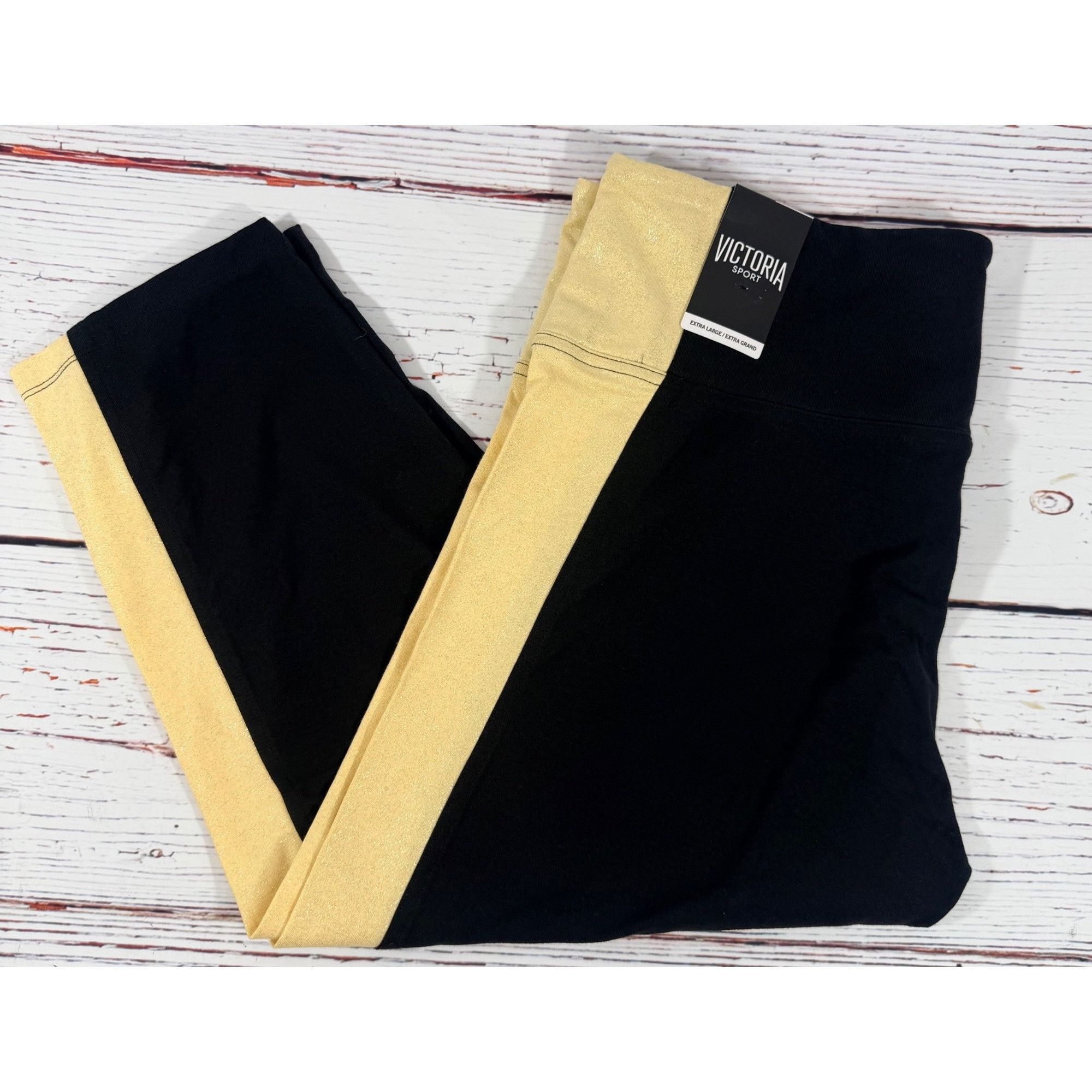 Victoria's Secret Victorias Secret Sport High-Waist Black & Gold Colorblock Le Size 34" / US 12 / IT 48 - 4 Thumbnail