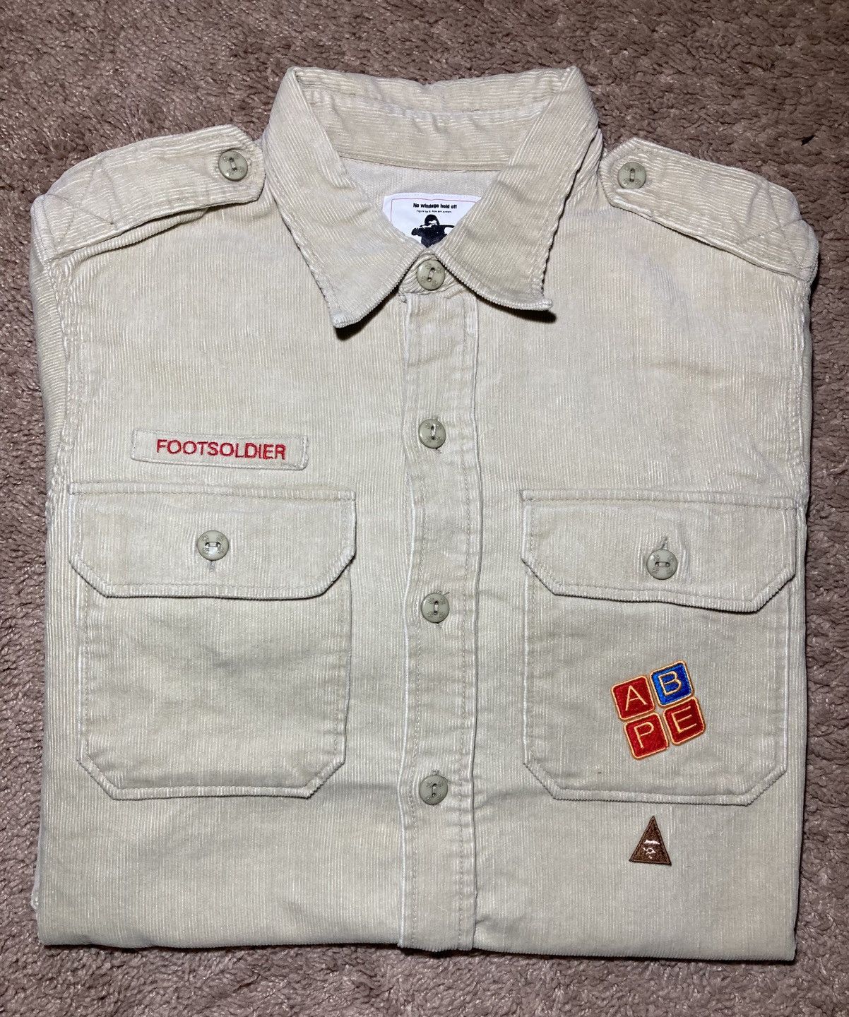 Bape 1998 Bape Army Corduroy Military Shirt Patches Boy Scout 90s Size US L / EU 52-54 / 3 - 1 Thumbnail