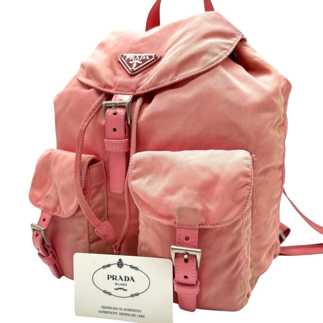 Prada Prada - Pink Nylon Backpack Rucksack Triangle Logo Plate Size ONE SIZE - 2 Thumbnail