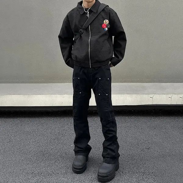 Vintage VIBE Black Slim Straight Carpenter Cargo Pants Size US 34 / EU 50 - 4 Thumbnail