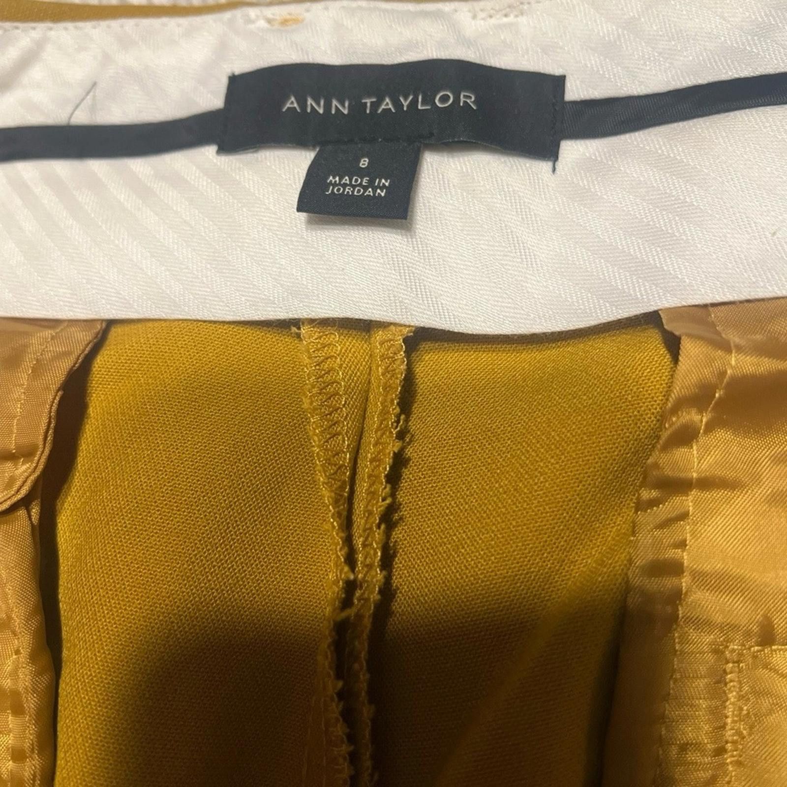 Ann Taylor ANN TAYLOR Pants 8 Mustard Yellow Straight Leg Flat Front Size 30" / US 8 / IT 44 - 4 Thumbnail