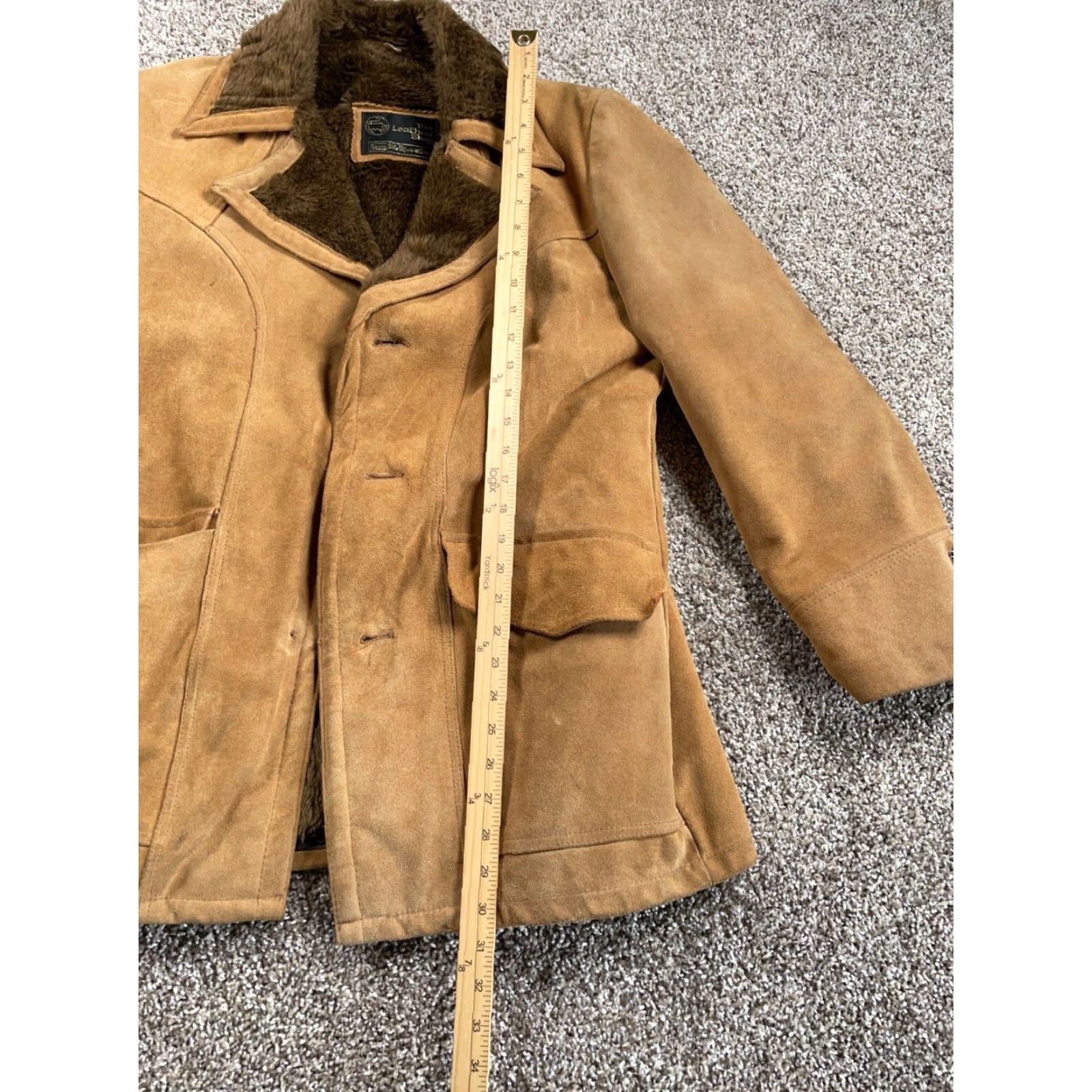 Sears VINTAGE 70s Suede Leather Rancher Jacket Sears Leather Shop Brown Faux Fur Lining Pockets Button Size US XXS / EU 40 - 6 Thumbnail