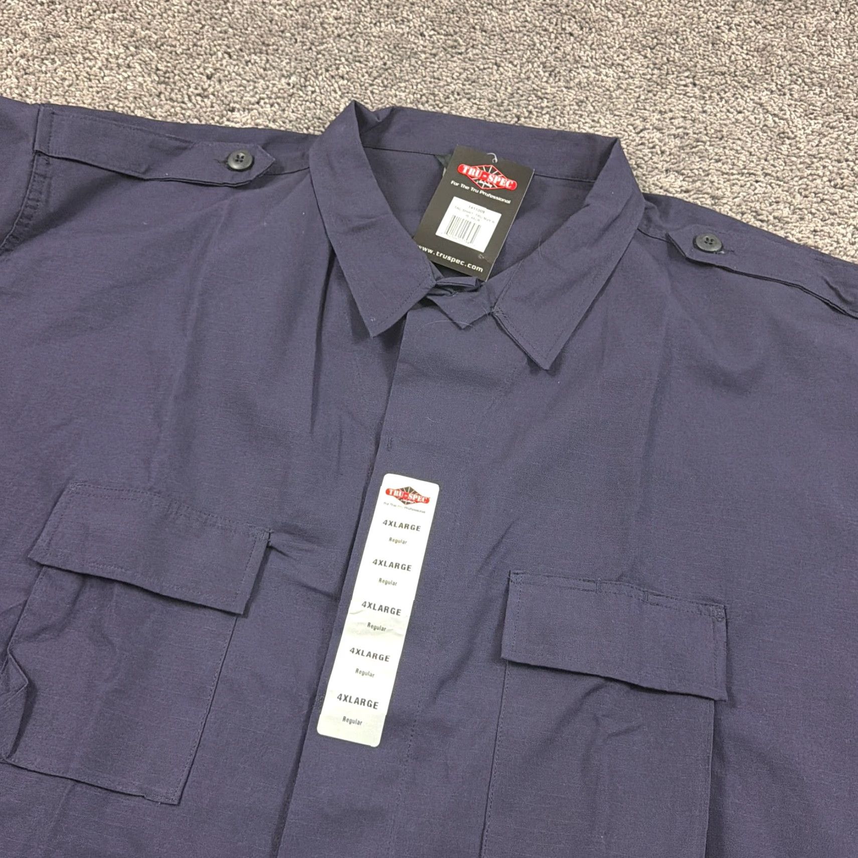 Vintage Tru-Spec Shirt Mens 4XL Blue Canvas Tactical Utility Long Sleeve Pockets Work Button-Up Shirt Mens 4XL Regular Blue Workwear Pockets Size US XXL / EU 58 / 5 - 2 Thumbnail