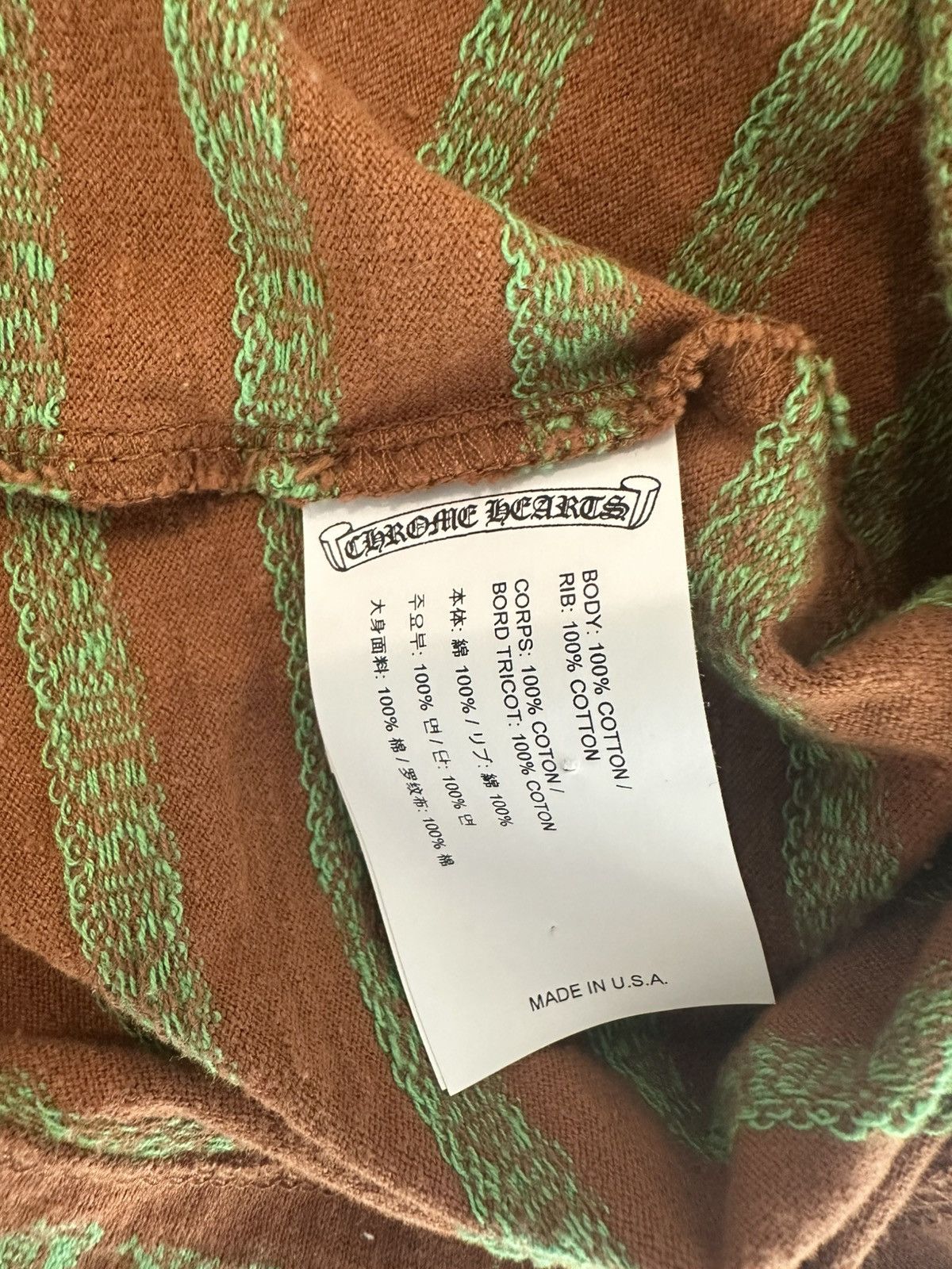 Chrome Hearts F*CK YOU STRIPE LOGO TEE "BROWN/GREEN" Size US XS / EU 42 / 0 - 5 Thumbnail