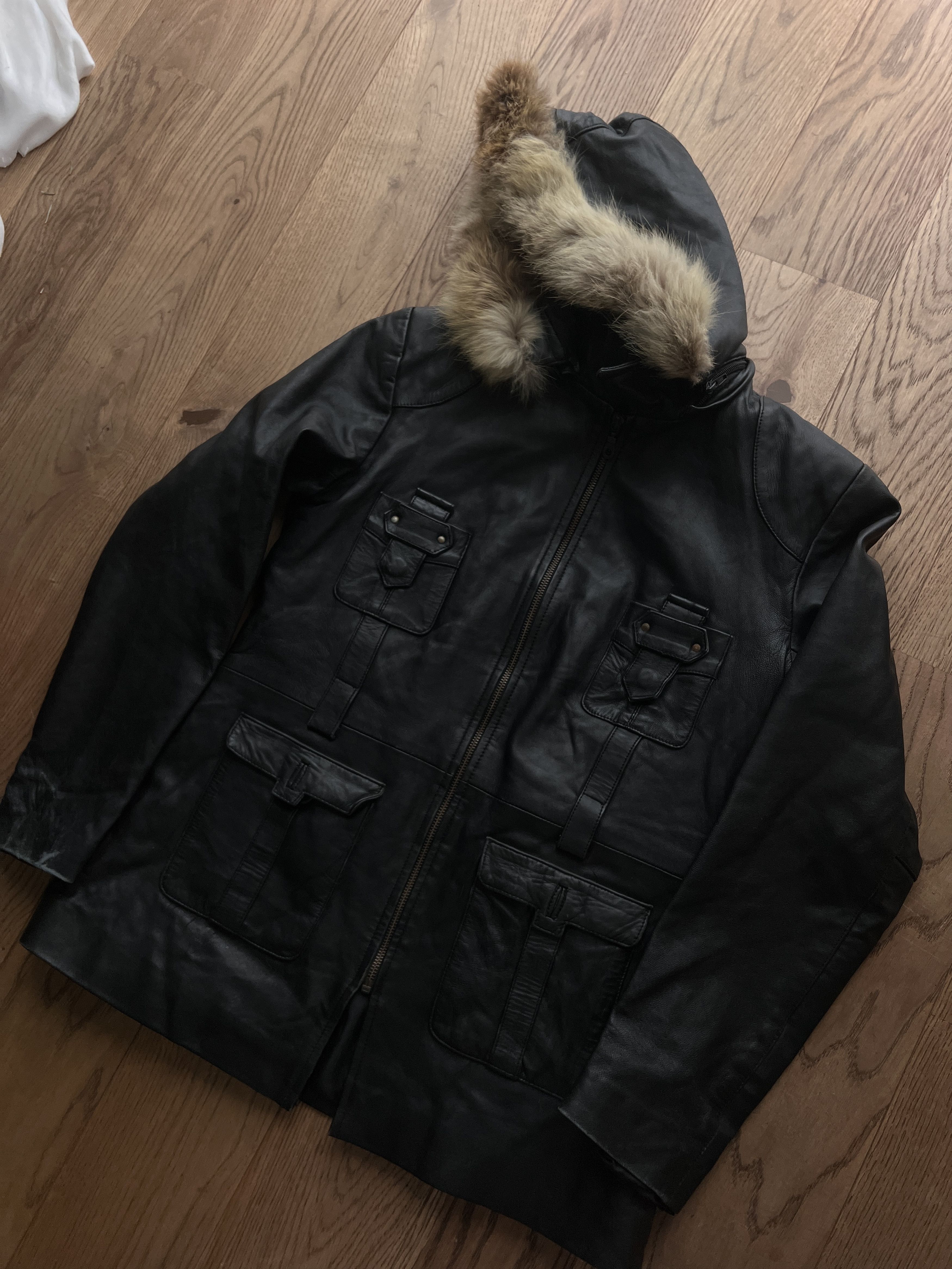 If Six Was Nine Avant garde VTG 00s real leather fur hood jacket y2k hype Size M / US 6-8 / IT 42-44 - 6 Thumbnail