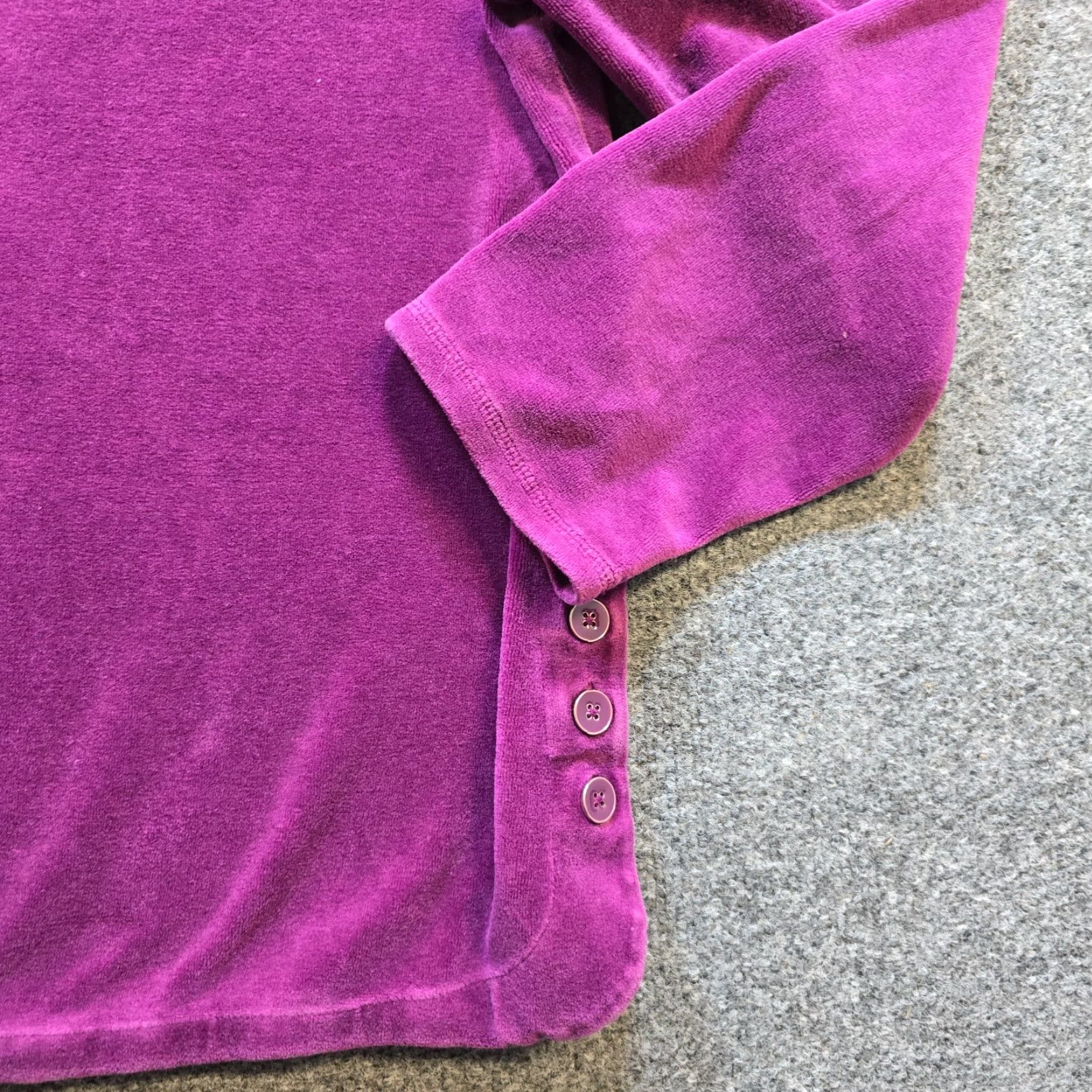 Talbots Talbots Top Womens XL Petite Purple Velour Sweater Long Sleeve Buttons Casual Size XL / US 12-14 / IT 48-50 - 3 Thumbnail