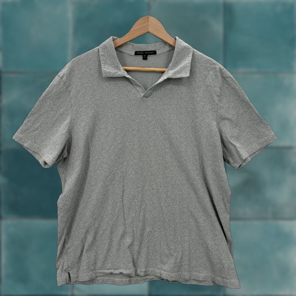 Vintage Robert Barakett Polo Shirt Mens XL Gray Geometric 100% Cotton Open Collar Jersey Size US XL / EU 56 / 4 - 1 Thumbnail