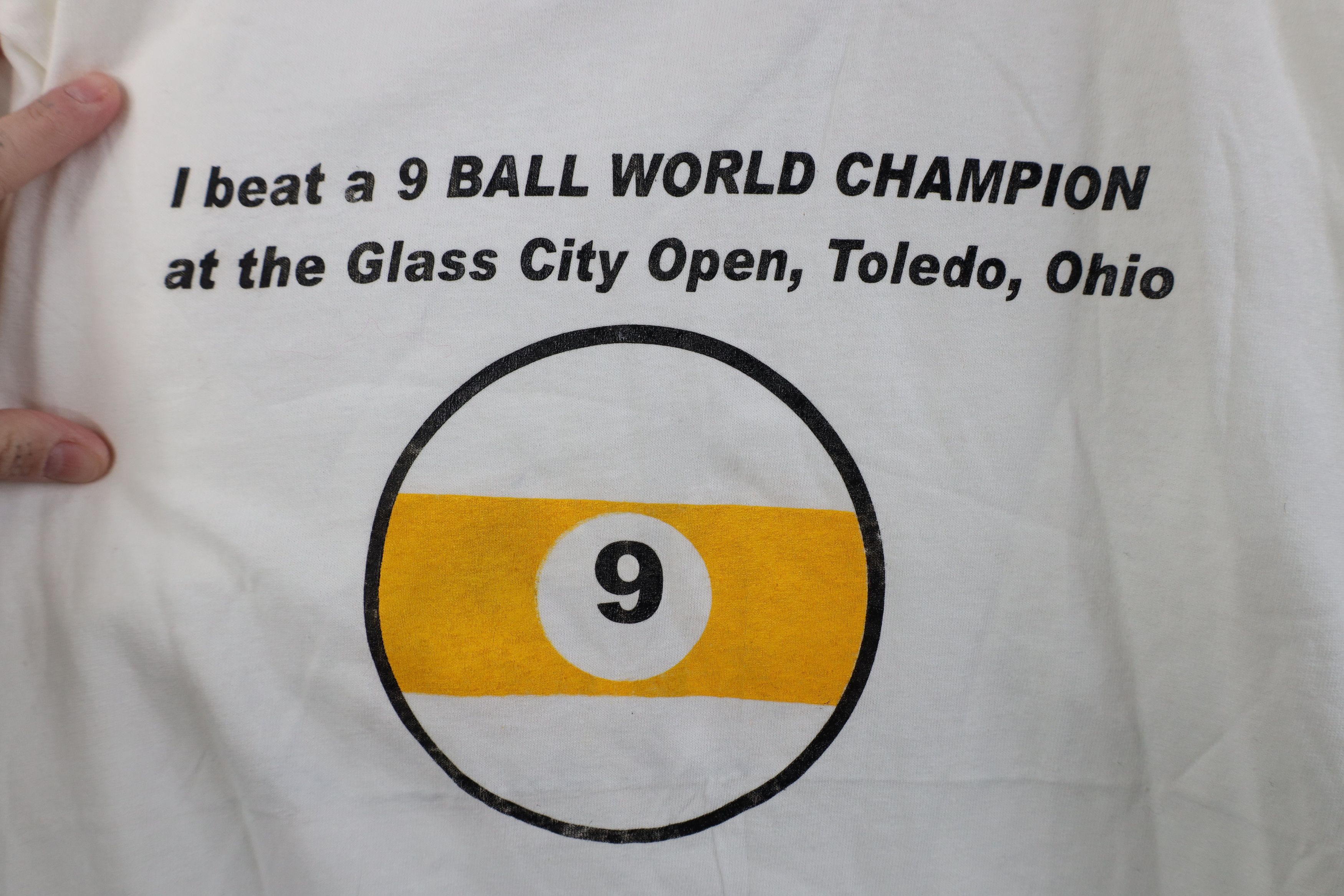 Vintage Vintage 90s 9 Ball World Champion Glass Open Pool T-Shirt Size US XL / EU 56 / 4 - 4 Thumbnail