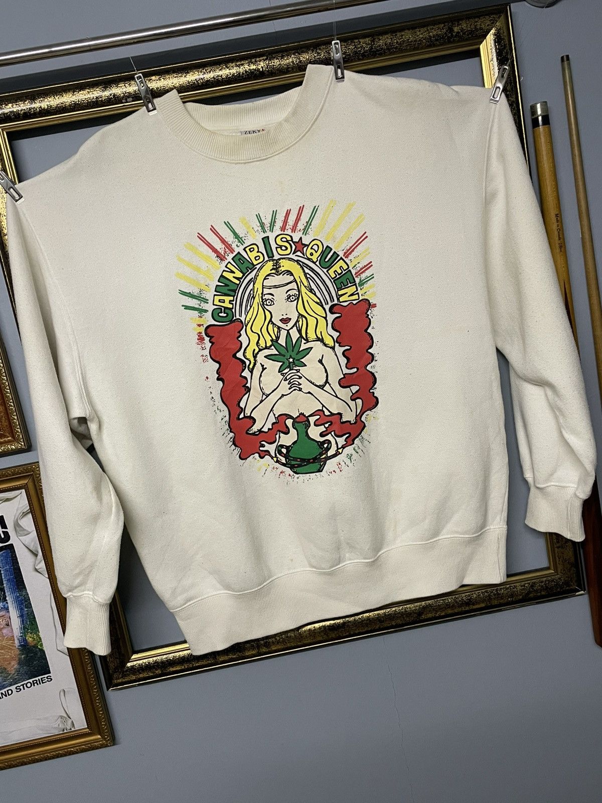 Designer × Japanese Brand × Vintage Vintage 90s Designer Zeky Cannabis Queen Aura Sweatshirt Size US L / EU 52-54 / 3 - 2 Thumbnail