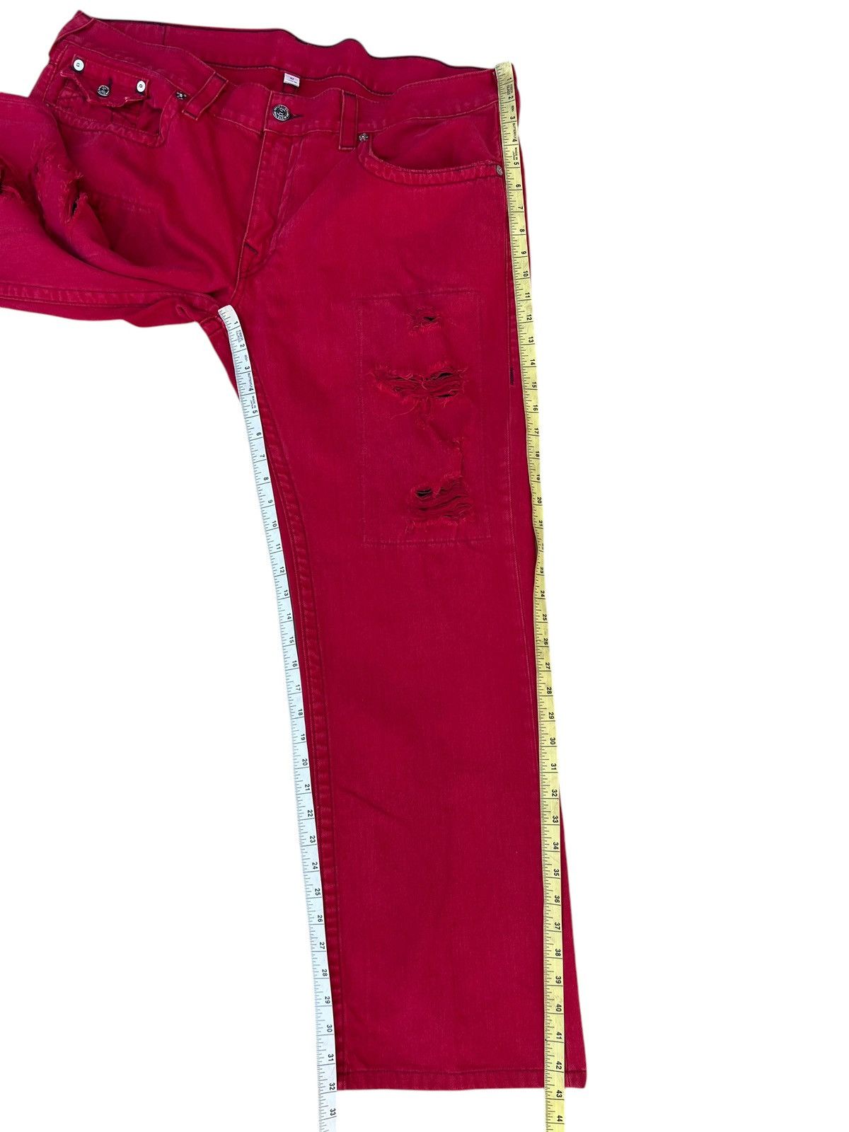 True Religion Vintage True Religion Distressed Red Denim Straight Jeans Size US 42 / EU 58 - 4 Thumbnail