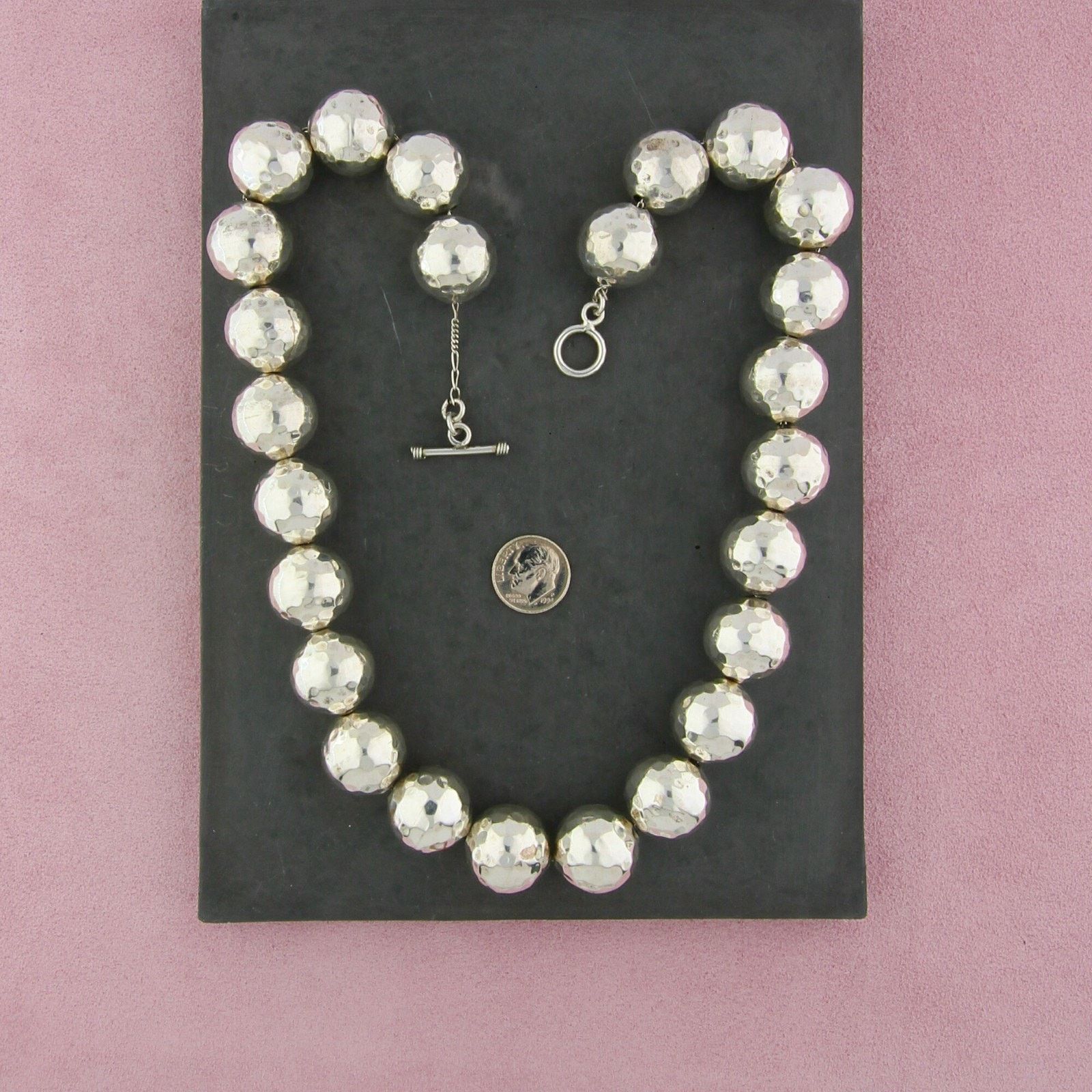 Sterling Silver sterling silver hammered bead toggle necklace size 21in Size ONE SIZE - 2 Thumbnail