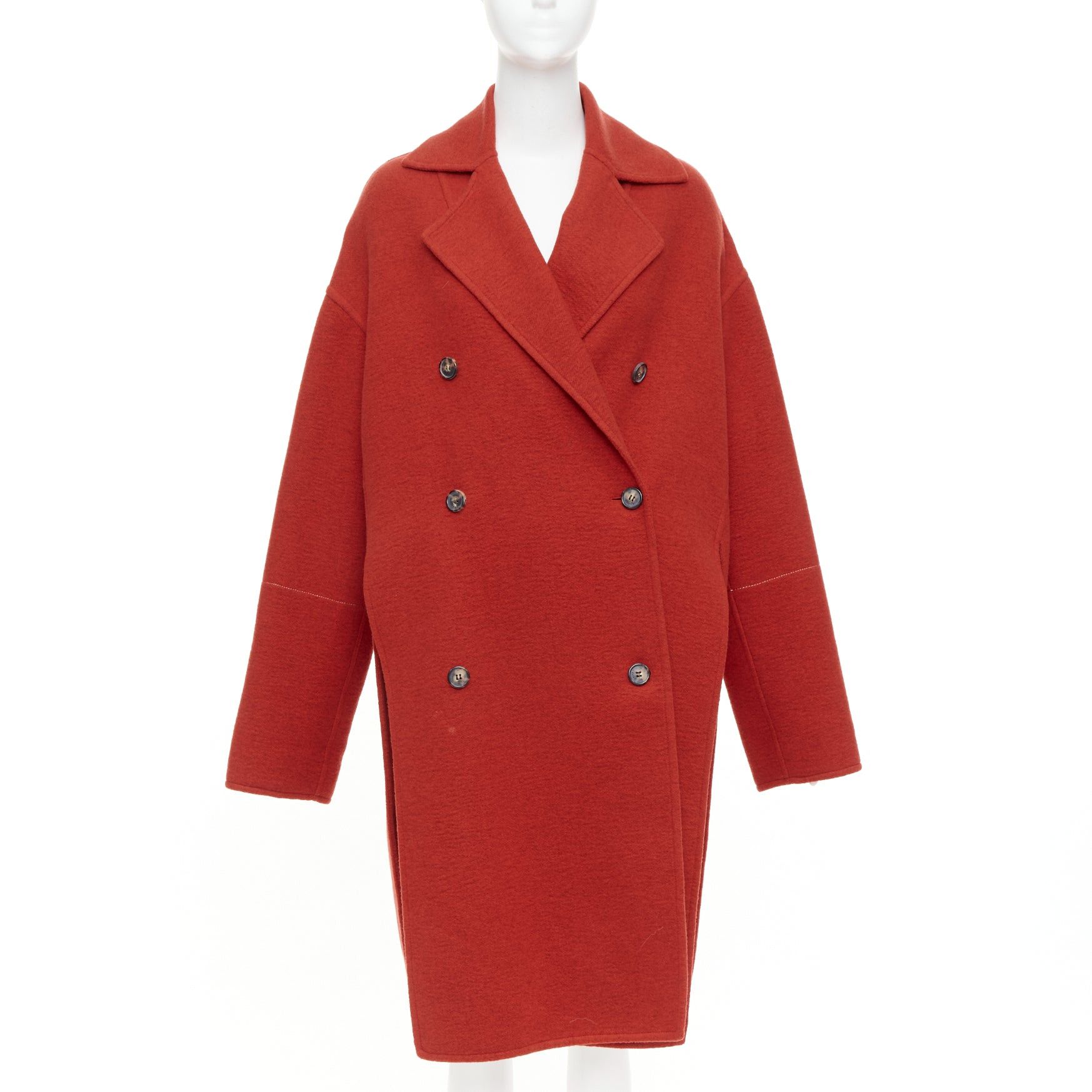 Celine OLD CELINE Phoebe Philo 2017 100% cashmere red double breast oversized side slit coat FR36 S Size S / US 4 / IT 40 - 1 Thumbnail