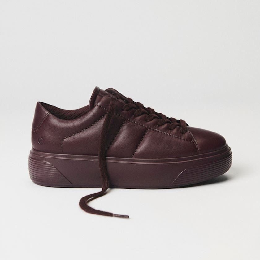 Ecco ECCO WOMEN'S 40 STREET PLATFORM LEATHER SNEAKER FIG MAROON Size US 9 / IT 39 - 1 Thumbnail