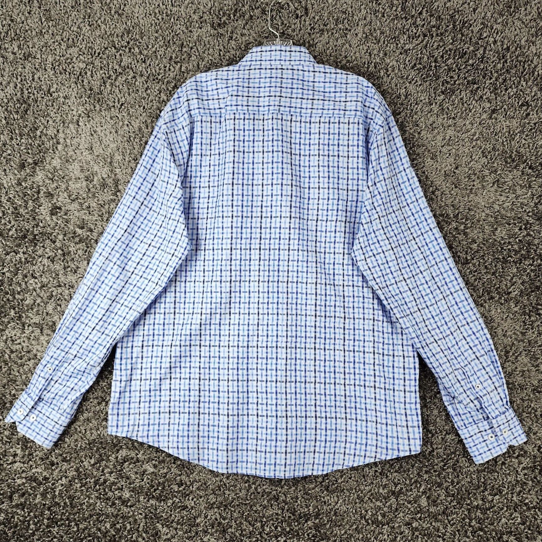 BUGATCHI Bugatchi Uomo Mens Long Sleeve Dress Shirt Blue XL Size 46R - 6 Thumbnail