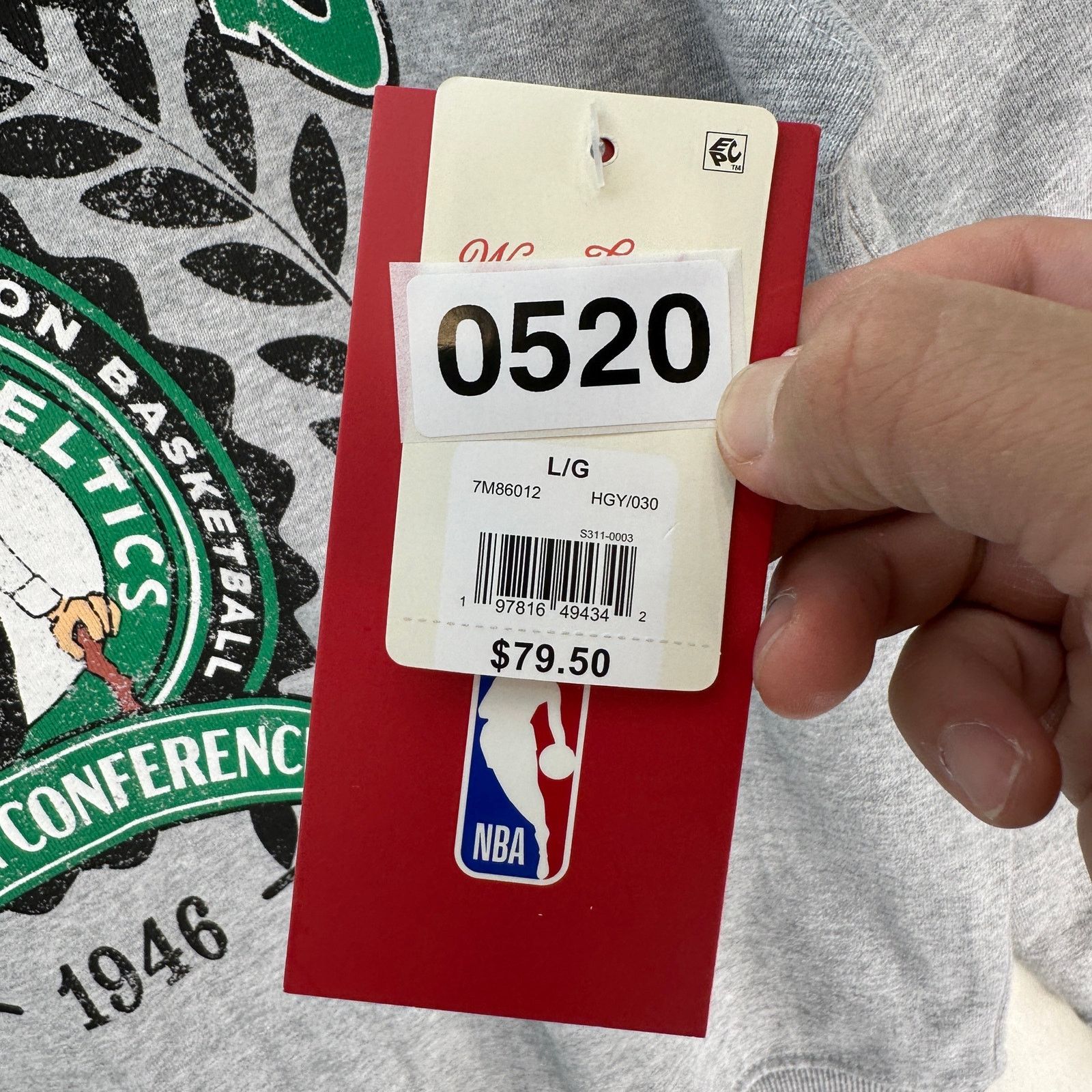 Lucky Brand LUCKY BRAND X BOSTON CELTICS LARGE NBA HEATHER GREY FLEECE Size US L / EU 52-54 / 3 - 5 Thumbnail