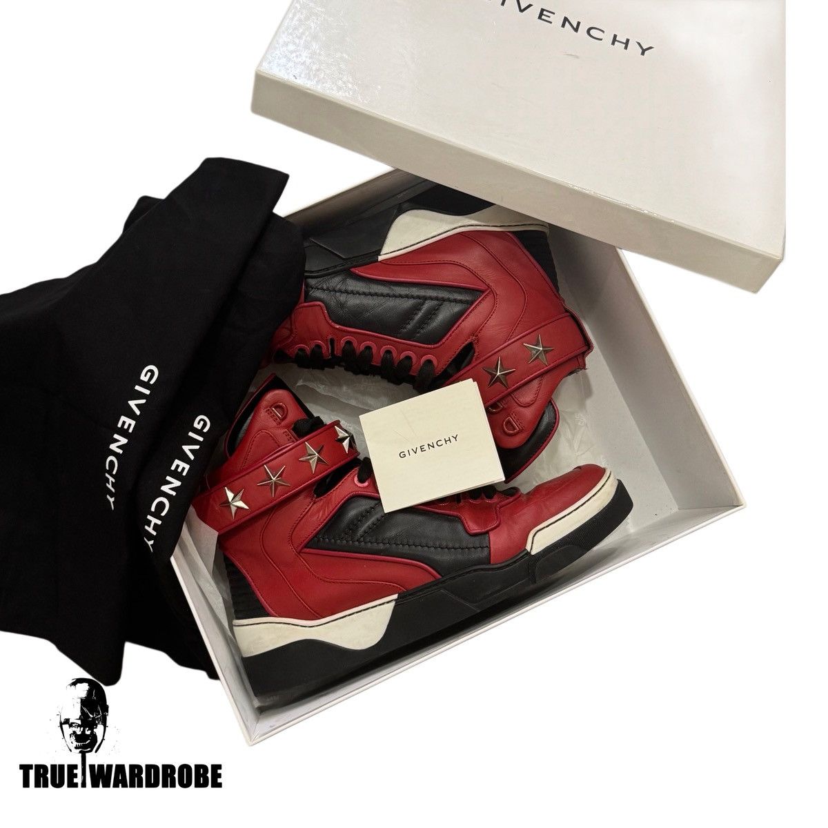Givenchy Givenchy Tyson Red Star Leather High Top Sneakers Size US 10 / EU 43 - 5 Thumbnail