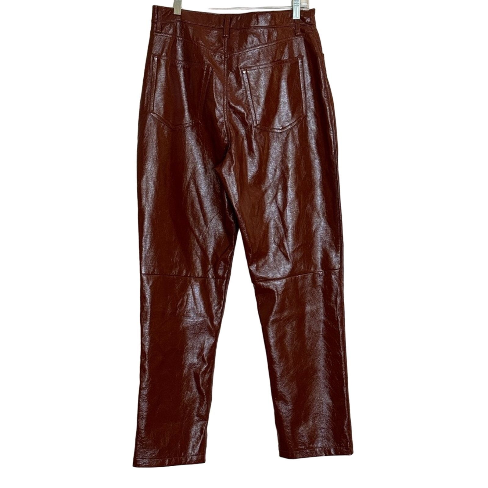Abercrombie & Fitch Abercrombie 90s Straight Leg Ultra High Rise Leather Pants Size 31" - 5 Thumbnail