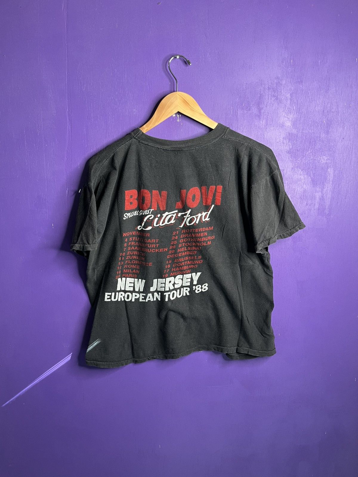 Band Tees × Vintage Vintage 1988 Bon Jovi New Jersey European tour t-shirt Size US M / EU 48-50 / 2 - 2 Thumbnail