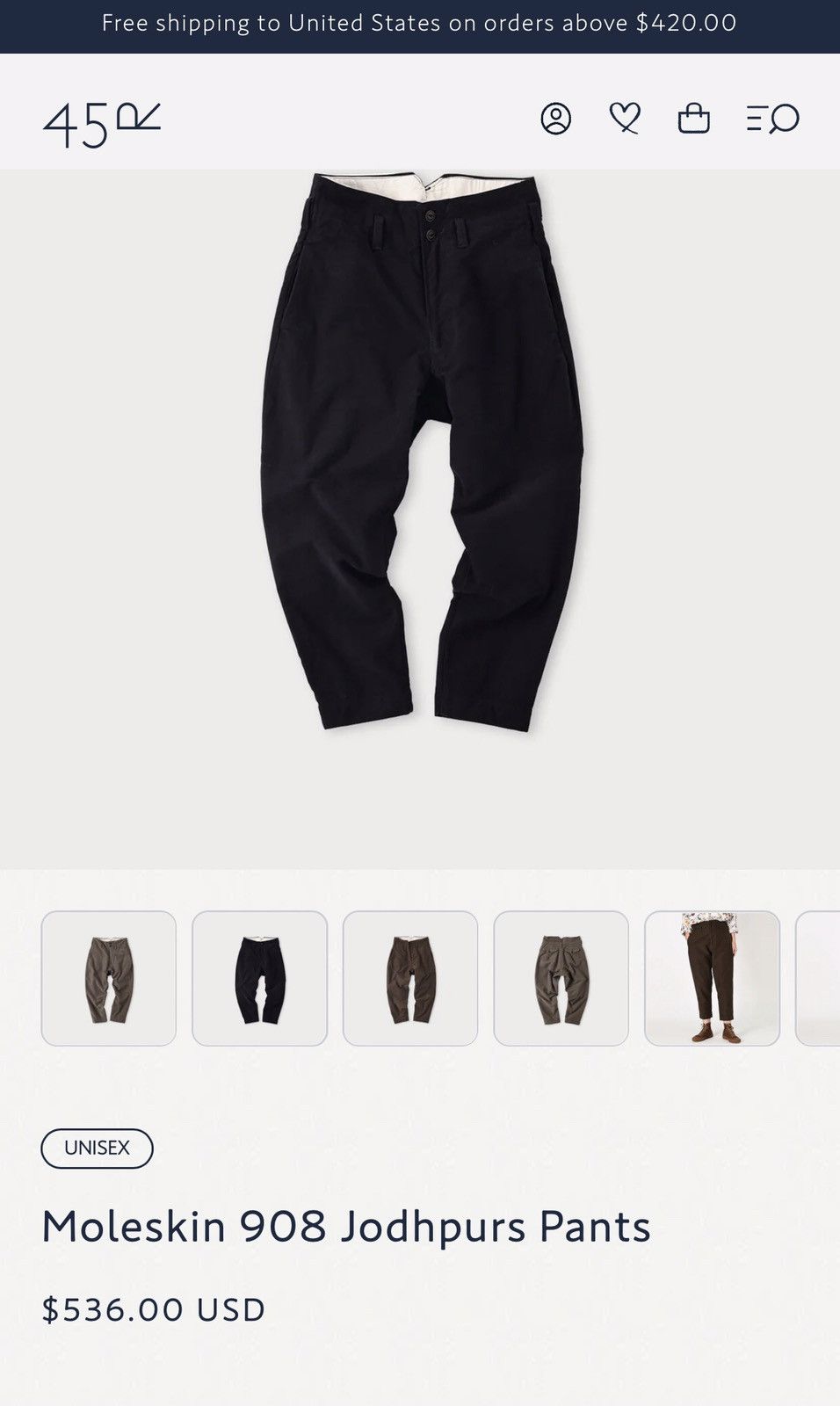 45rpm × Kapital 45rpm Japan Moleskin 908 Jodhpurs Military Inspired Pants Size US 28 / EU 44 - 5 Thumbnail
