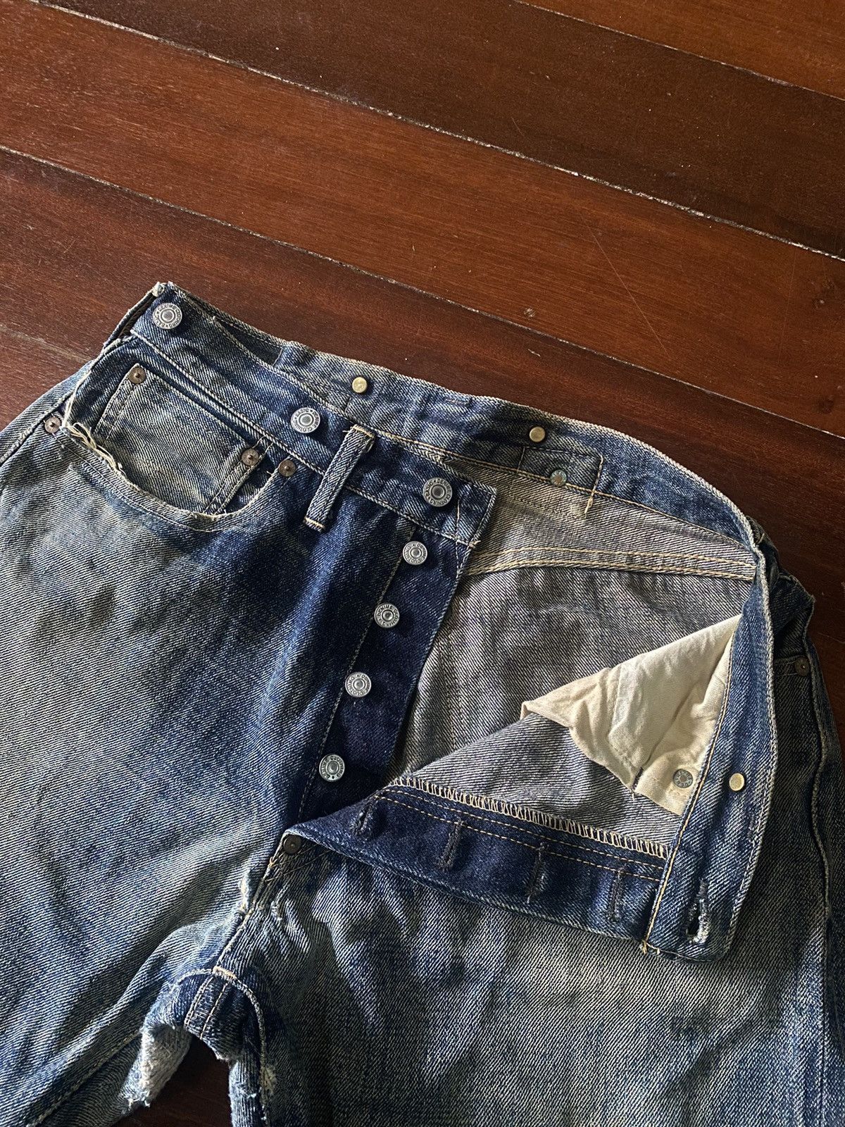 Vintage DENIME JAPAN Vintage Honeycomb Rusty distressed rework B1 Size US 31 - 20 Thumbnail
