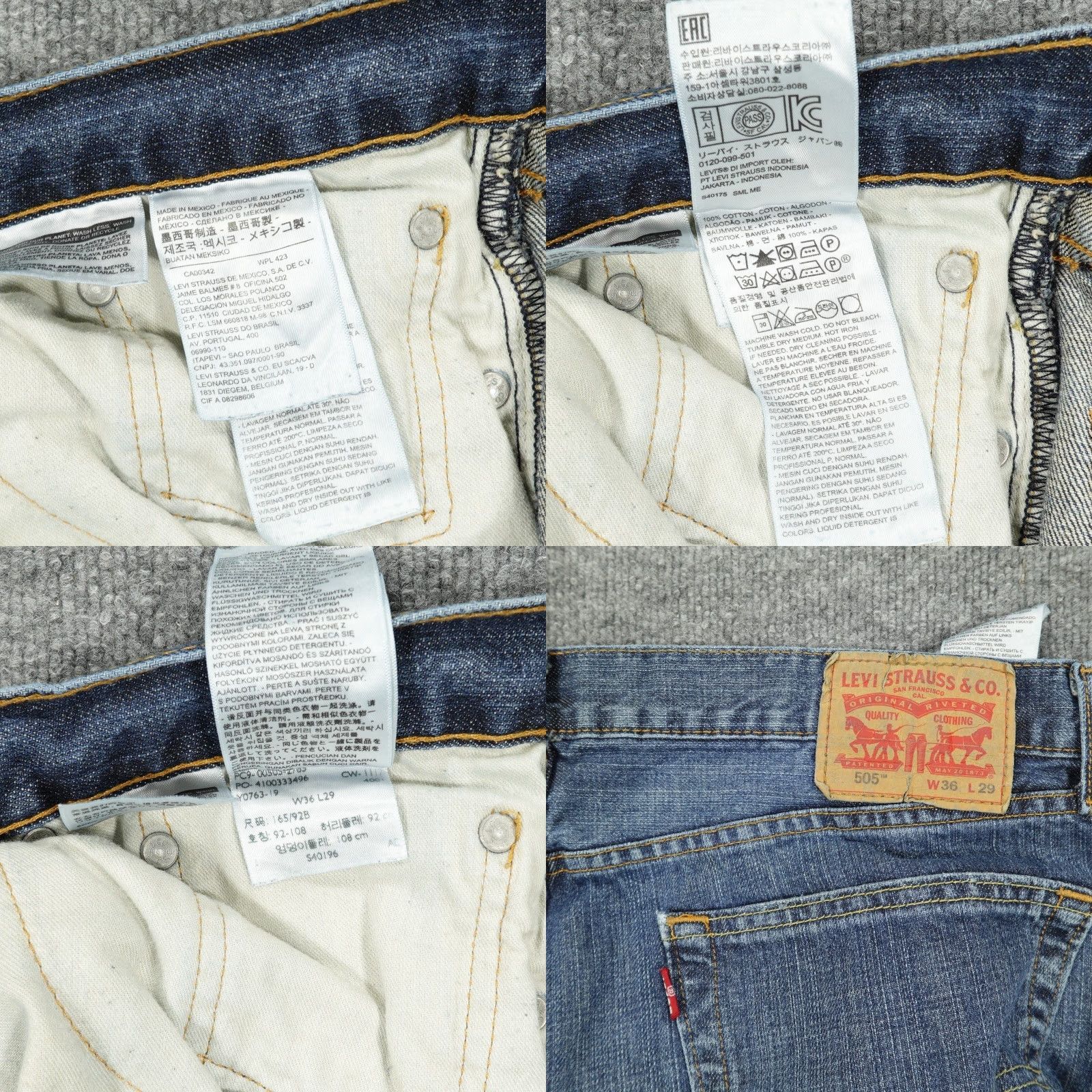 Levi's Levi's 505 Jeans Mens 36x29 Blue Regular Fit Straight Leg 100% Cotton Size US 36 / EU 52 - 8 Thumbnail